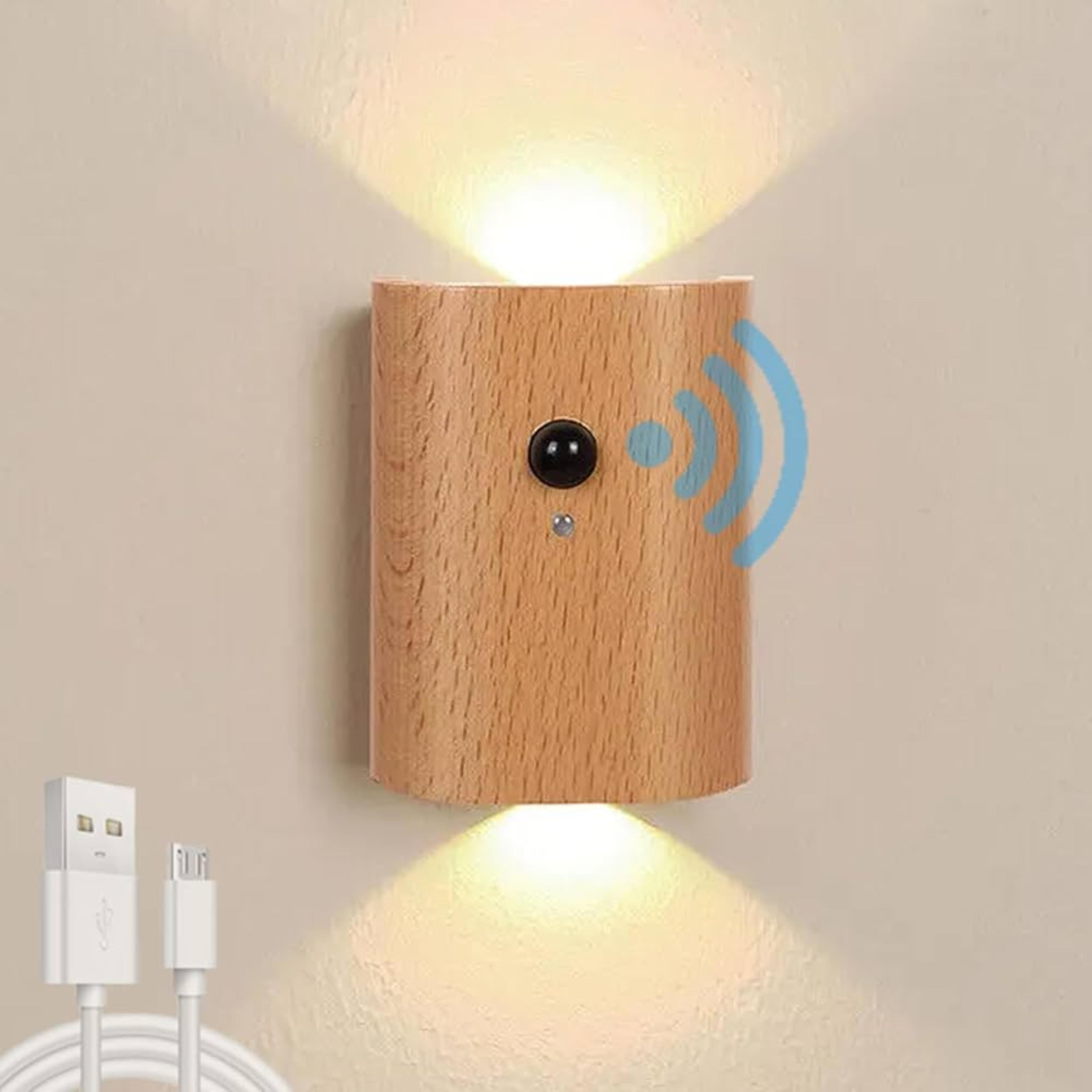 wooden rechargeable infrared motion sensor night light