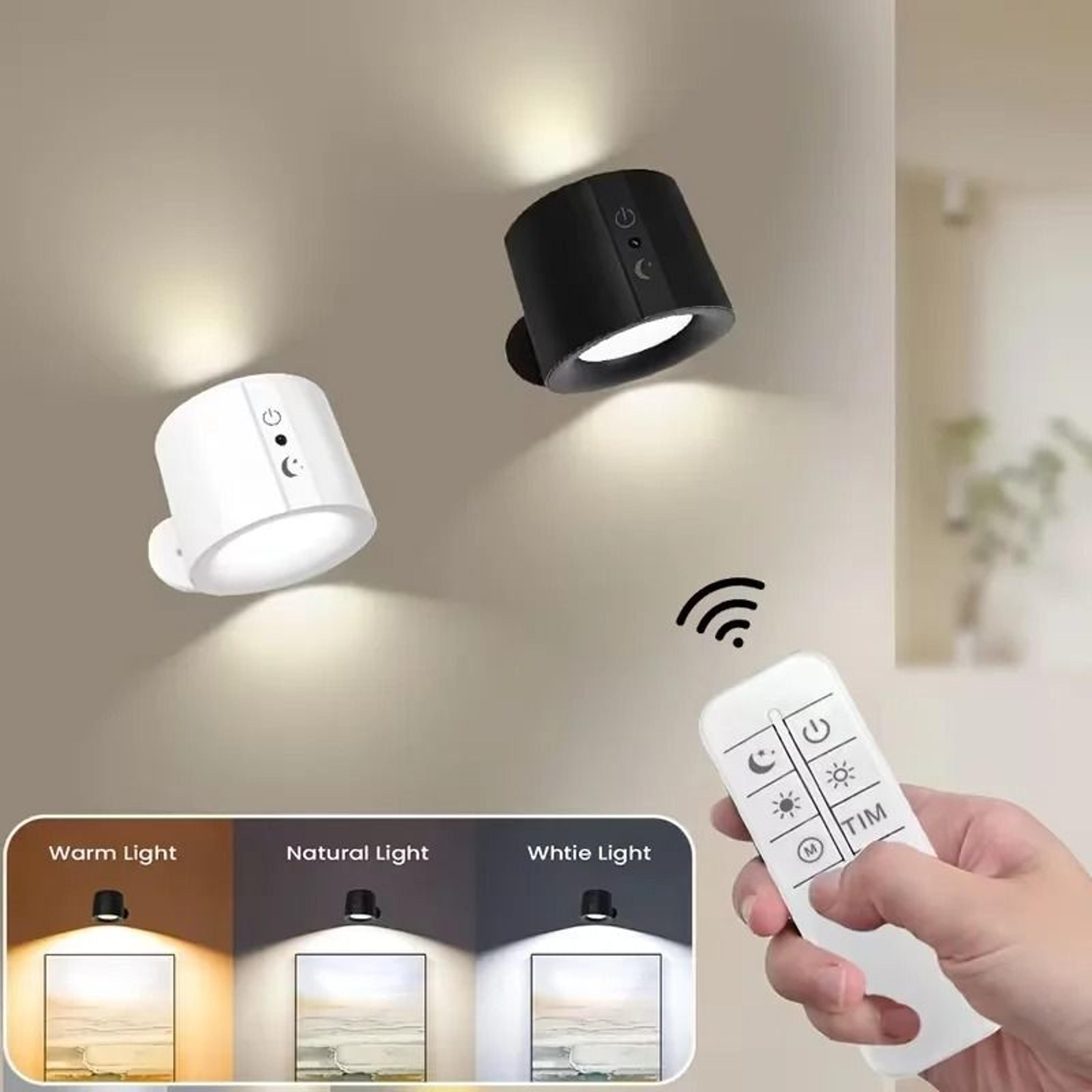dual beam rechargeable led wall light with 360 degree rotation and remote control