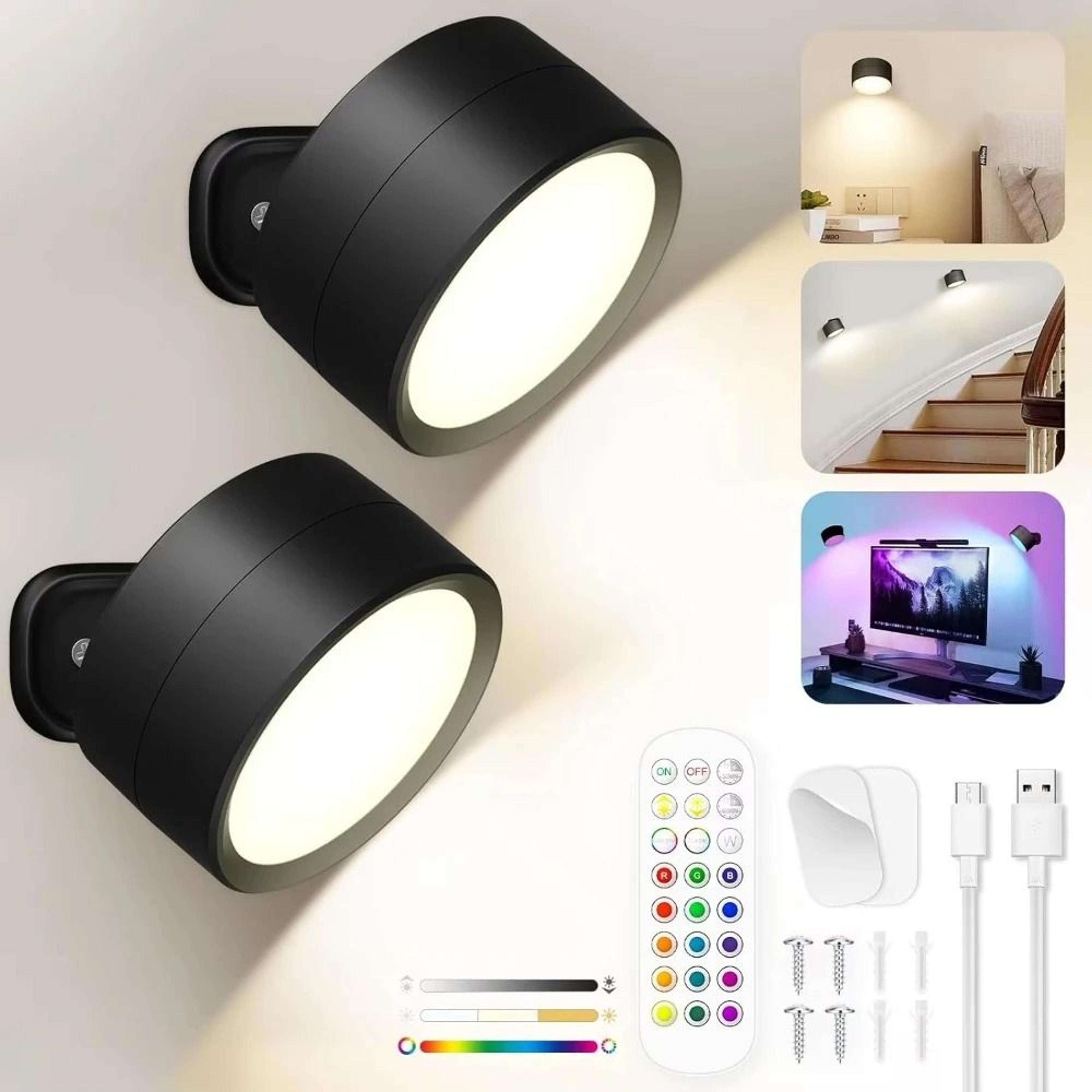 two pack rechargeable magnetic wall sconce set