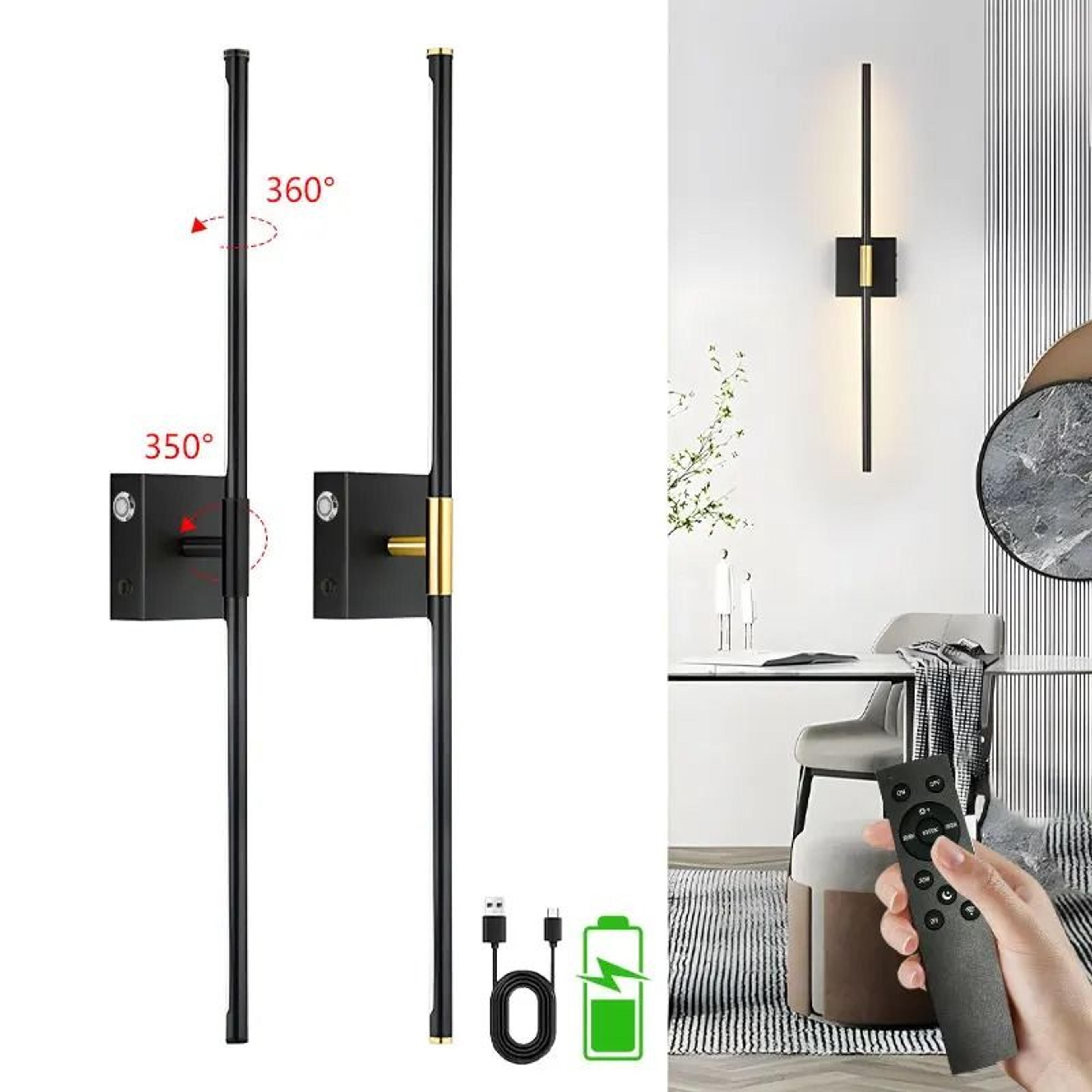 rotating rechargeable led wall sconce with remote