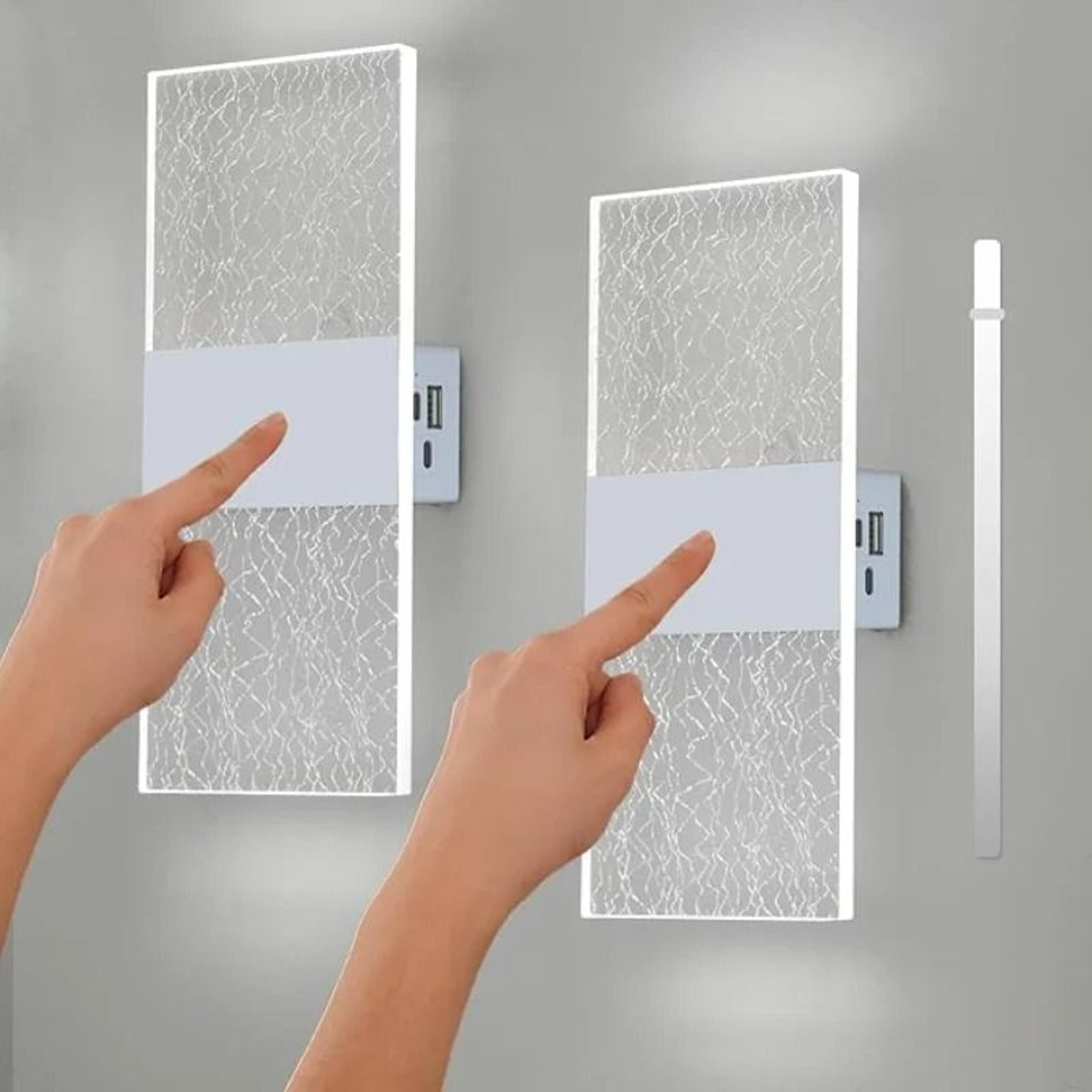 two pack touch control rechargeable wall lamps