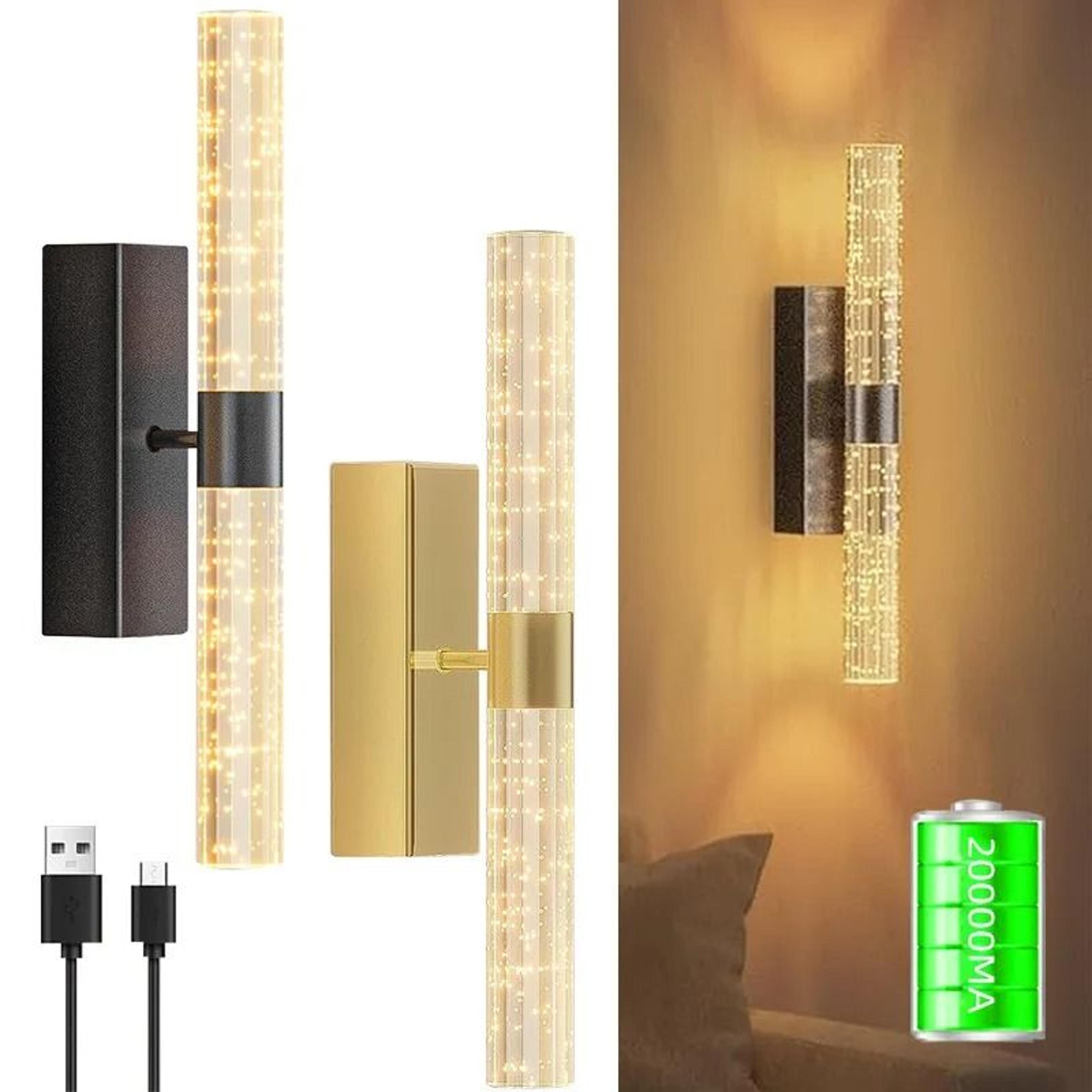 crystal bubble rechargeable led wall lamp
