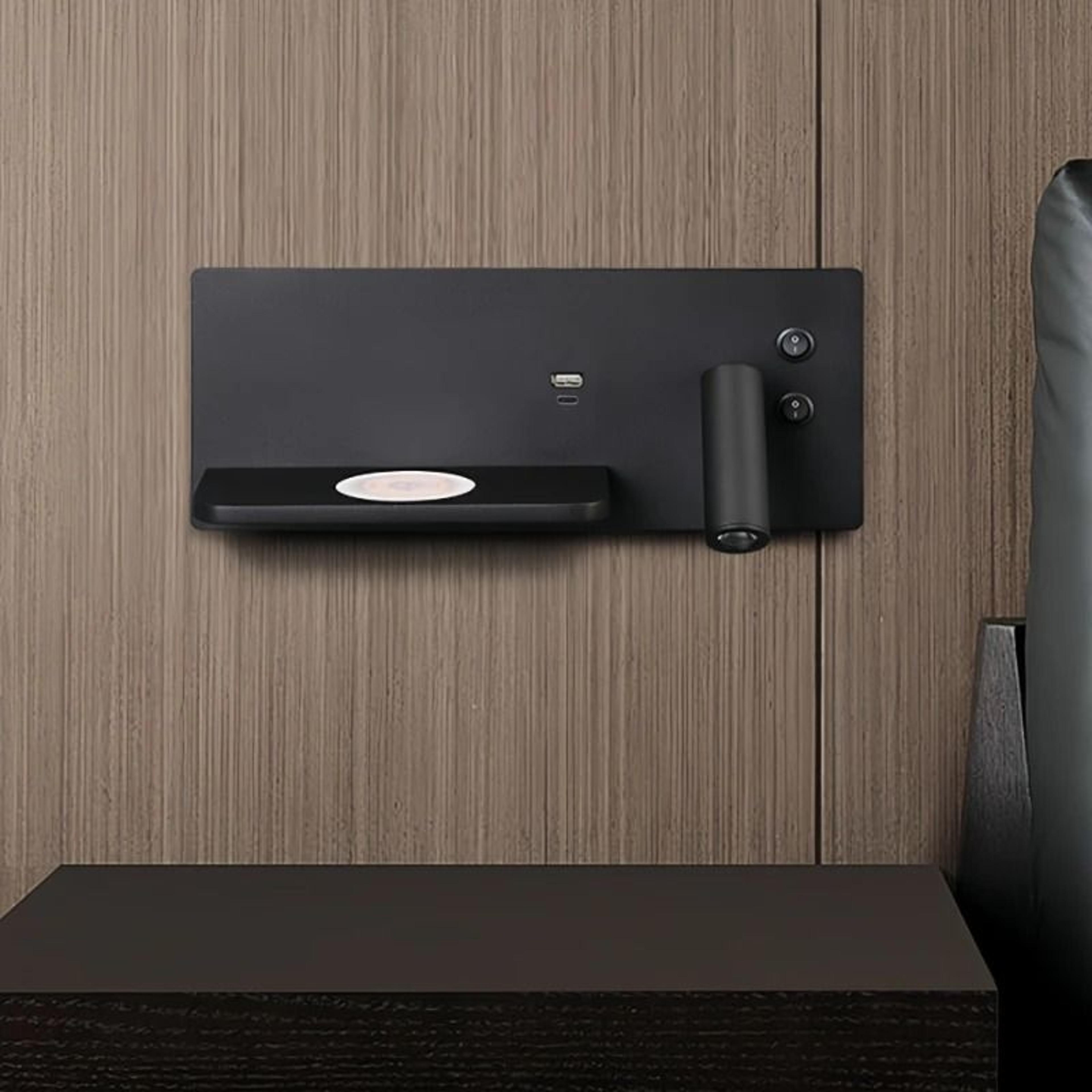 multifunction bedside wall lamp with wireless charger