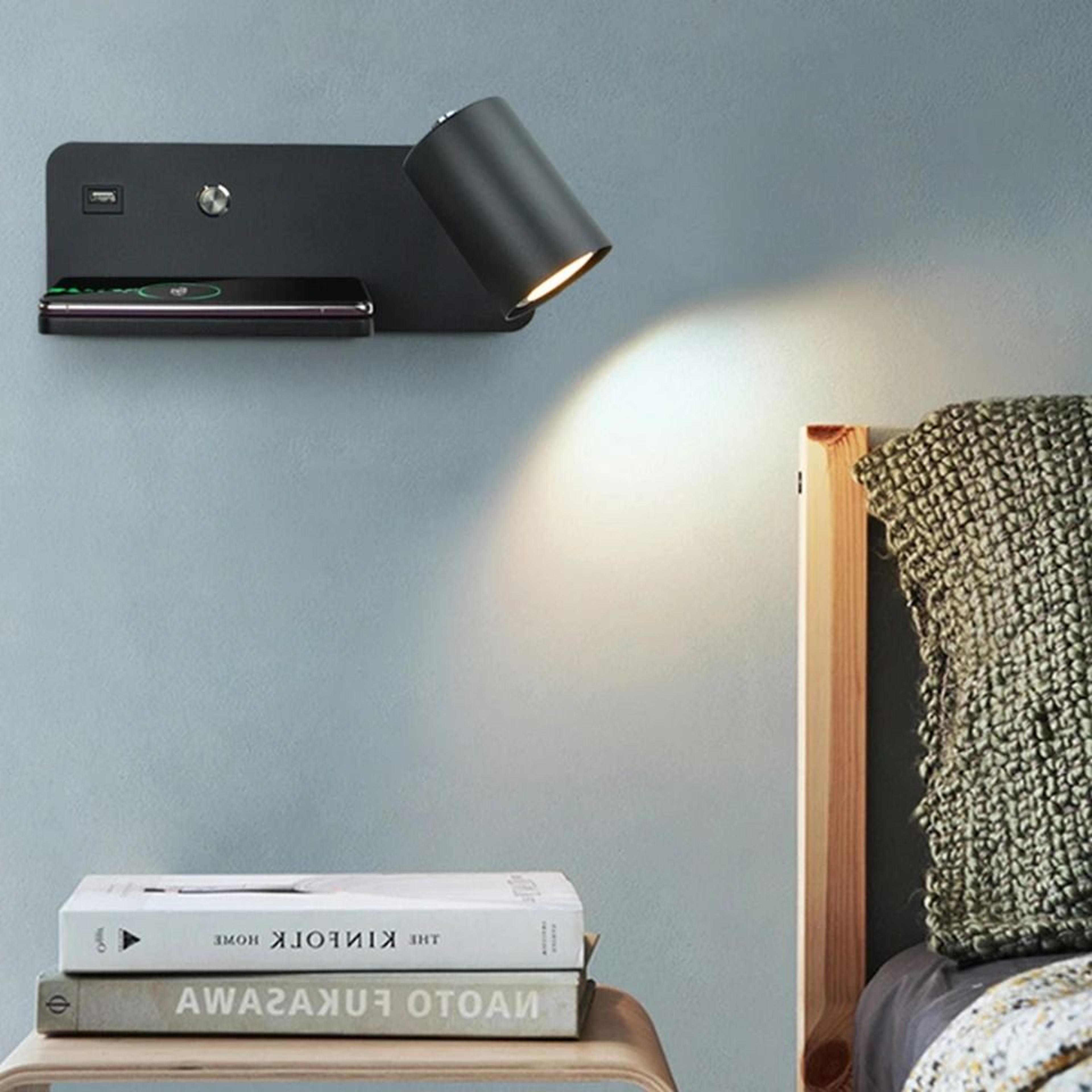 nordic bedside wall lamp with wireless and usb charging