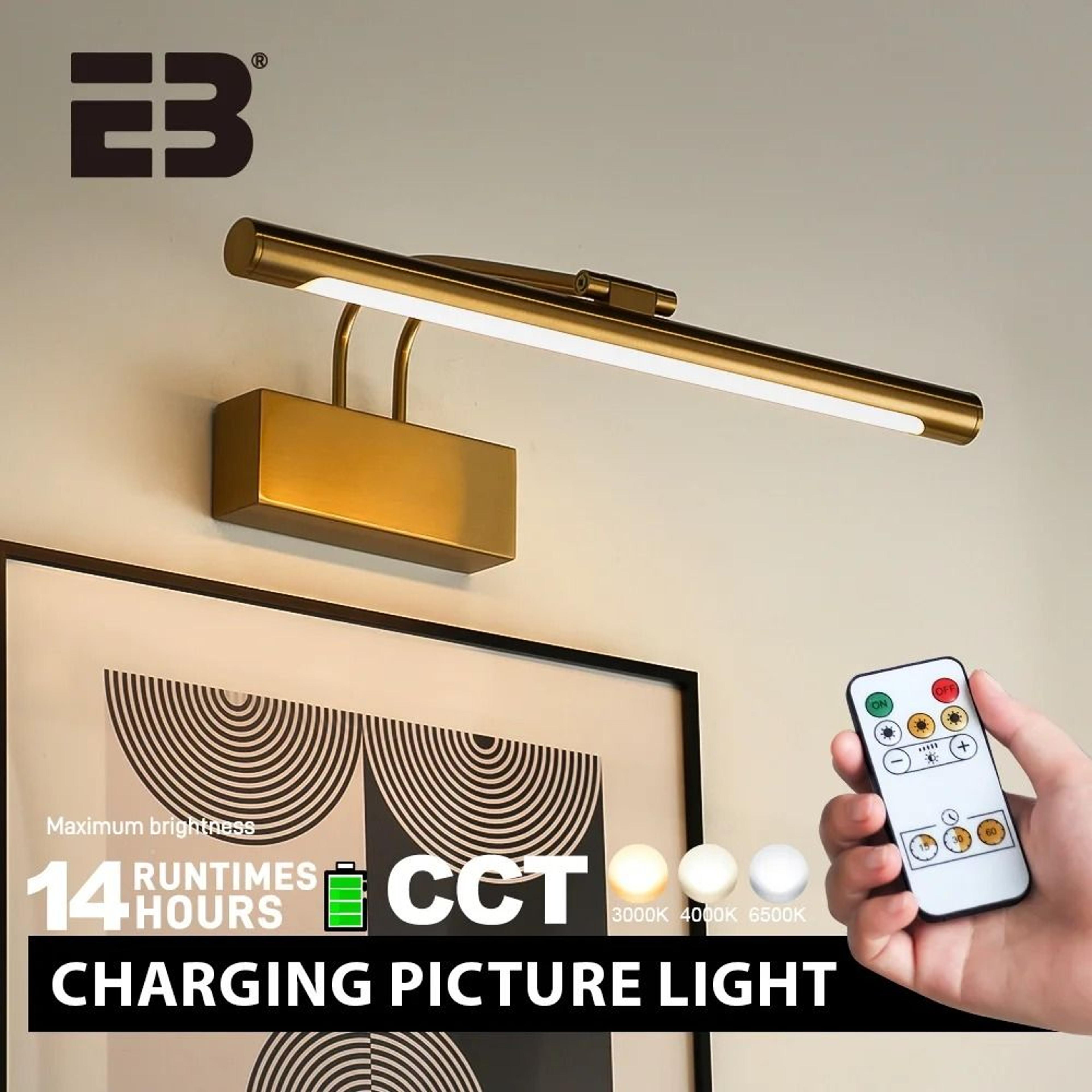 wireless rechargeable led picture light with remote control