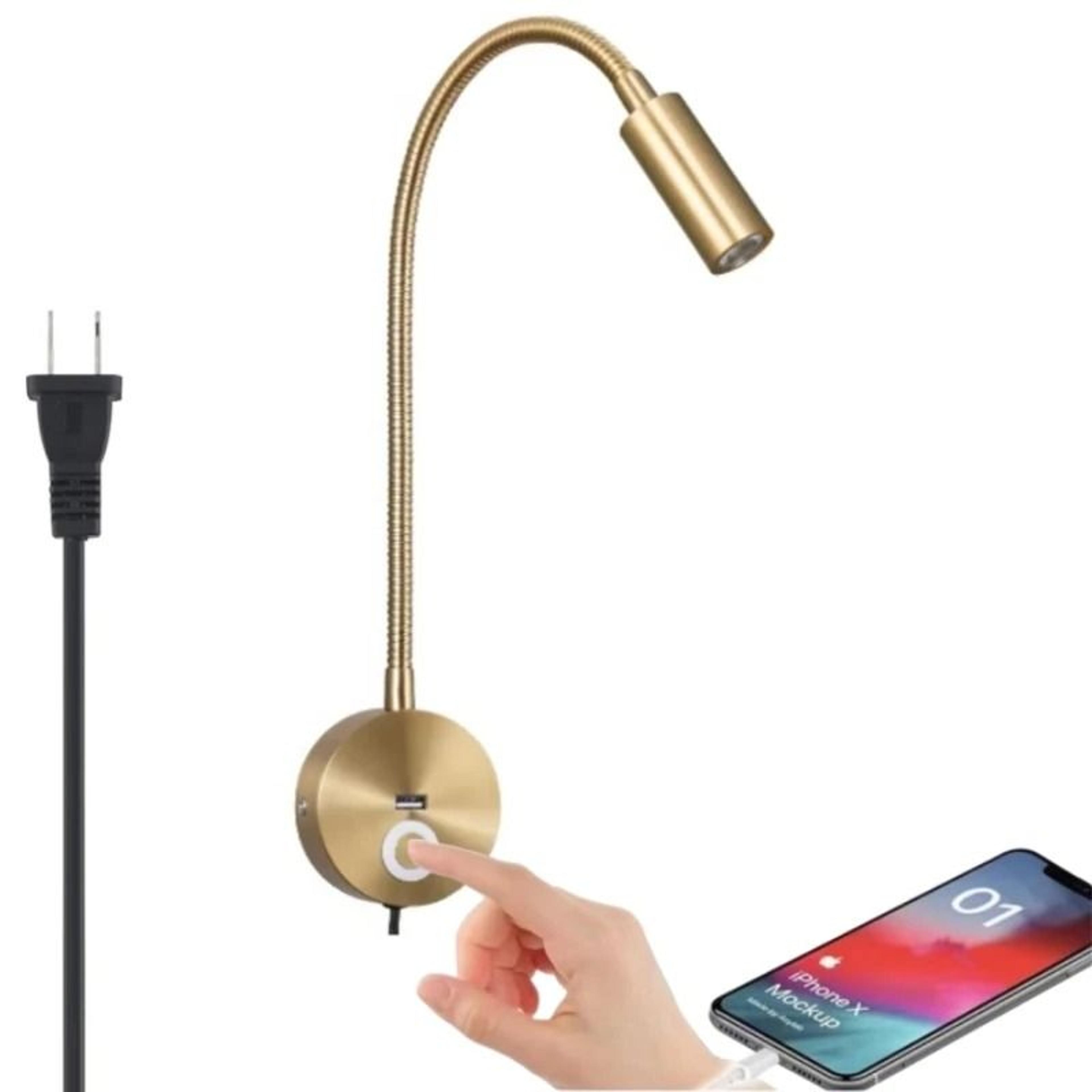 tokili gold gooseneck led reading light with usb charger