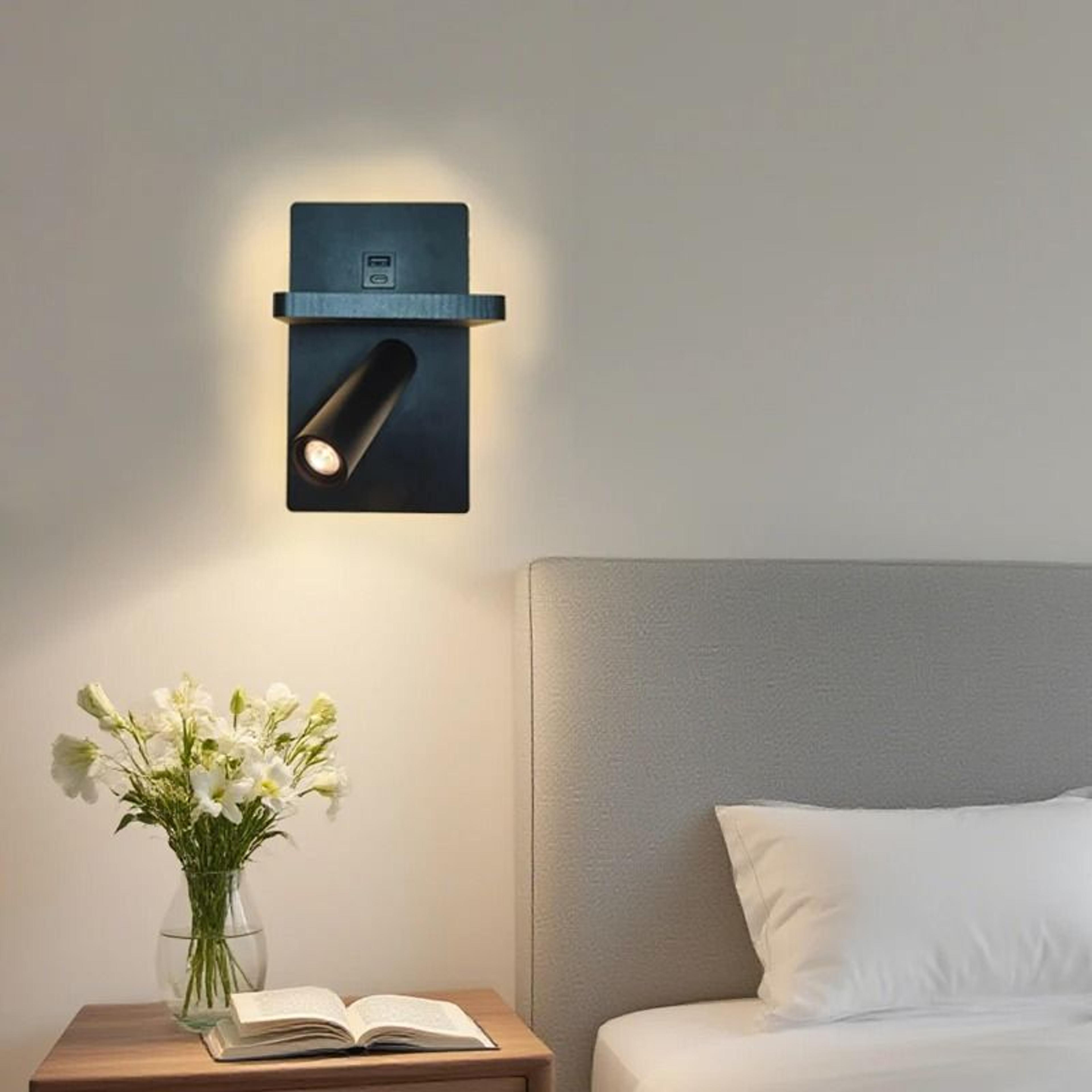 modern black rechargeable adjustable spotlight wall sconce