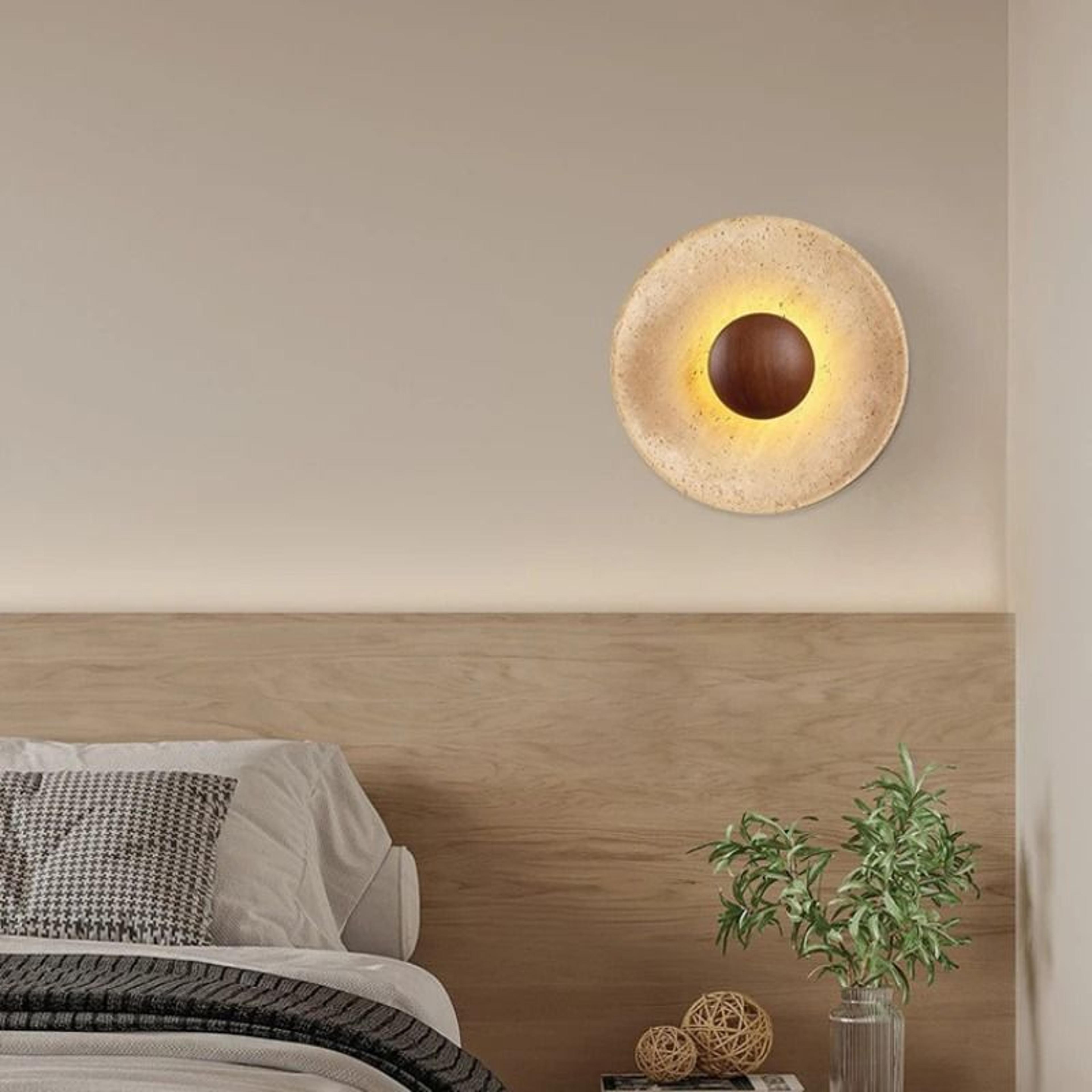 nordic glow travertine stone led wall sconce