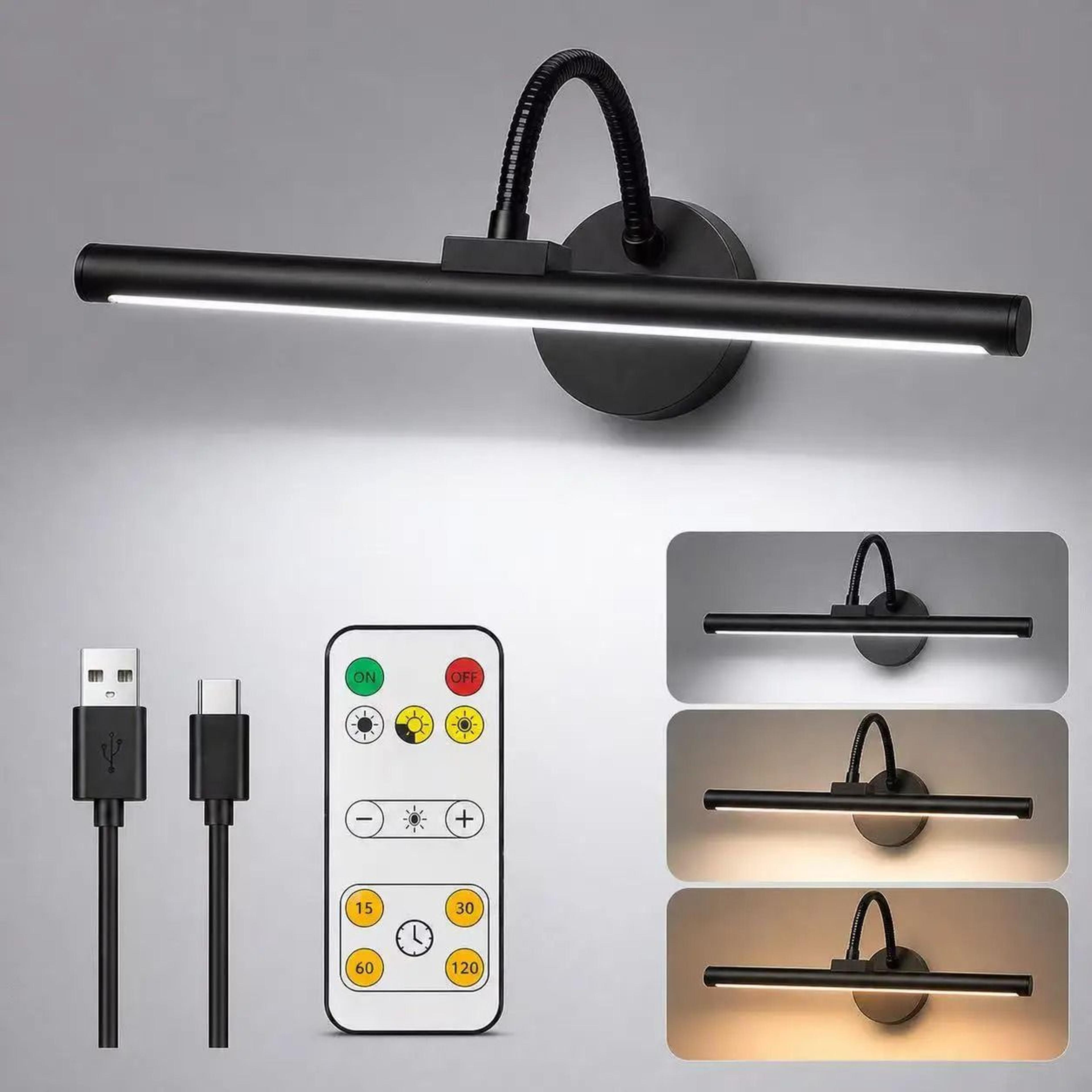 galleryblack magnetic rechargeable picture light with remote