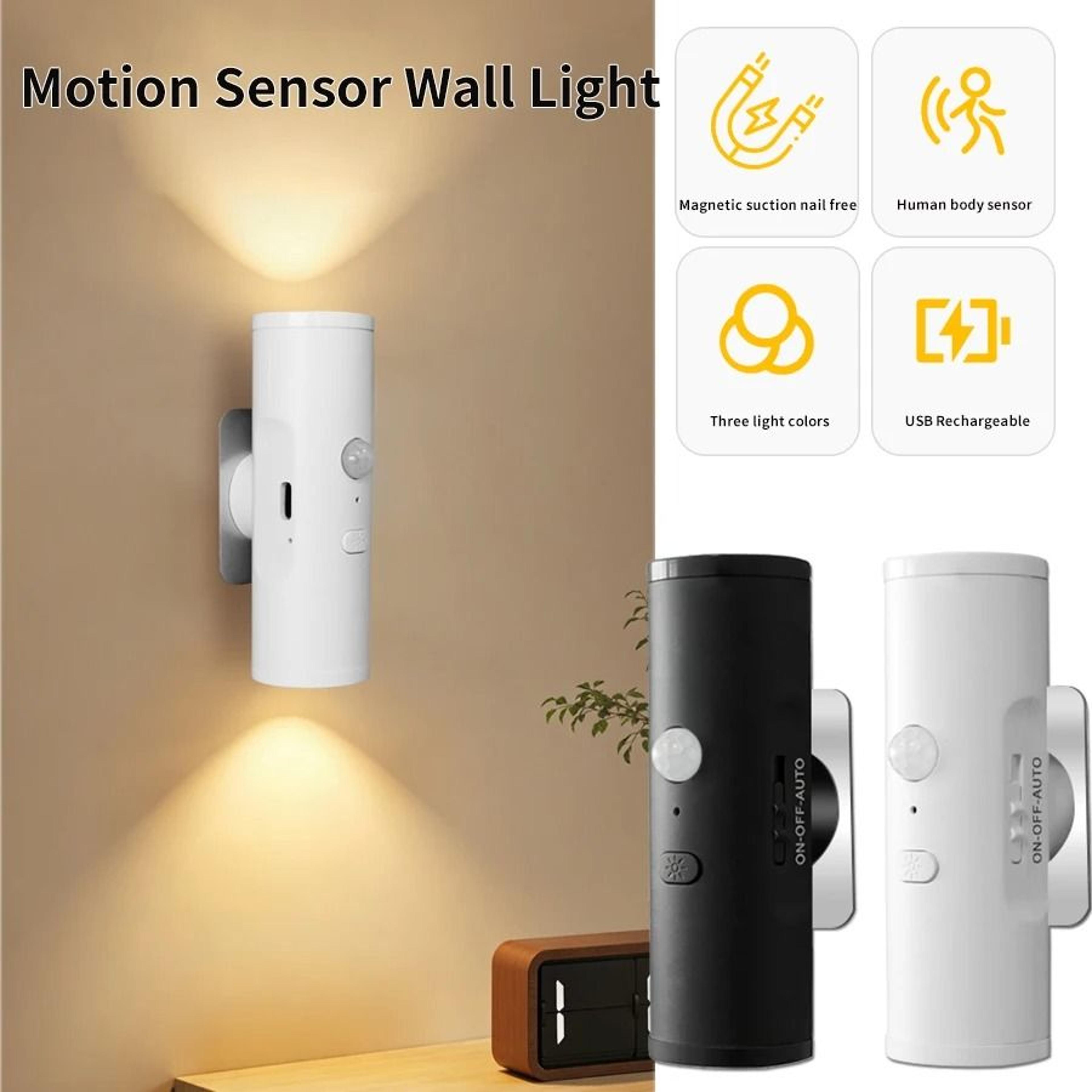rechargeable motion sensor wall light with three color modes