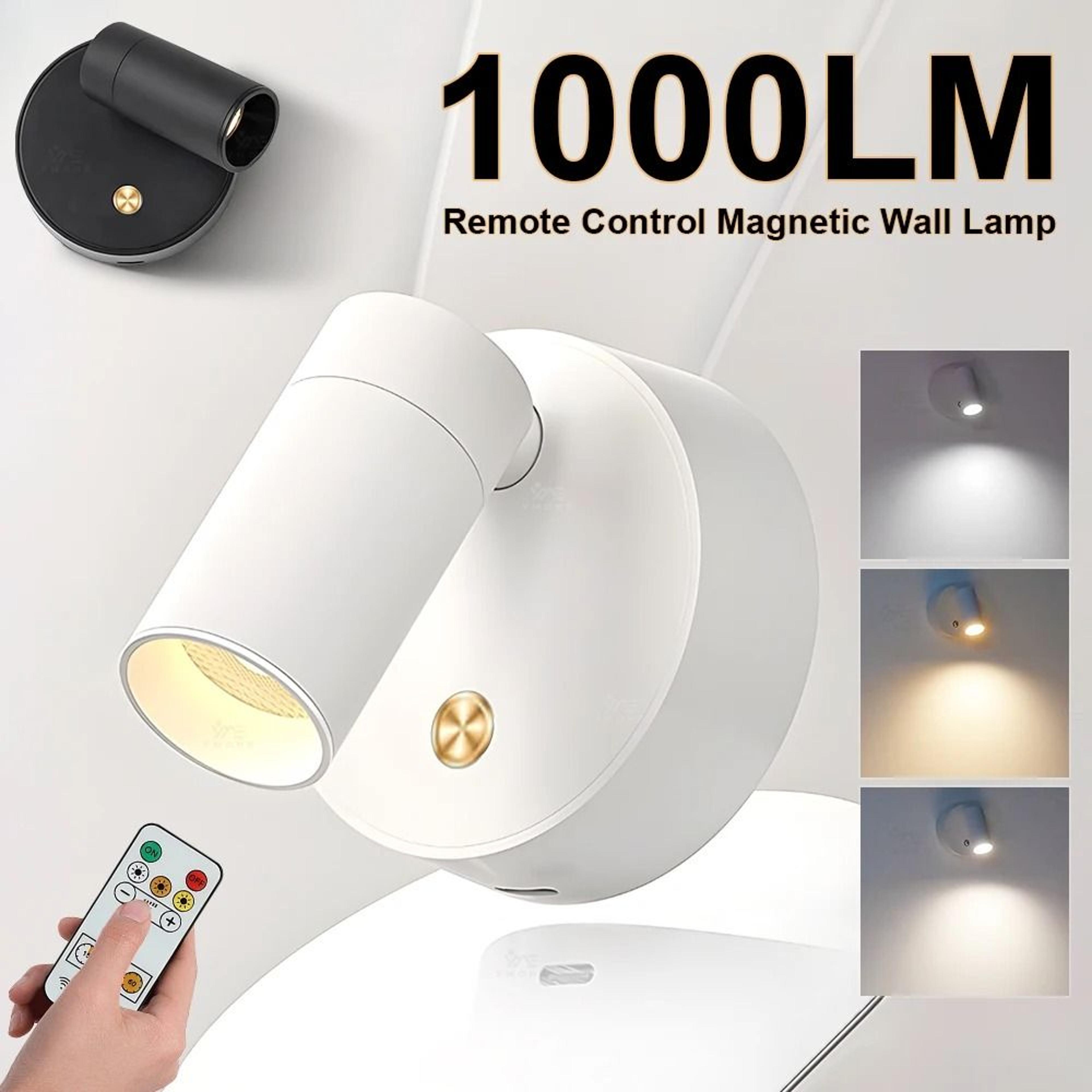 magnetic rechargeable wall light with remote and 350 degree rotation