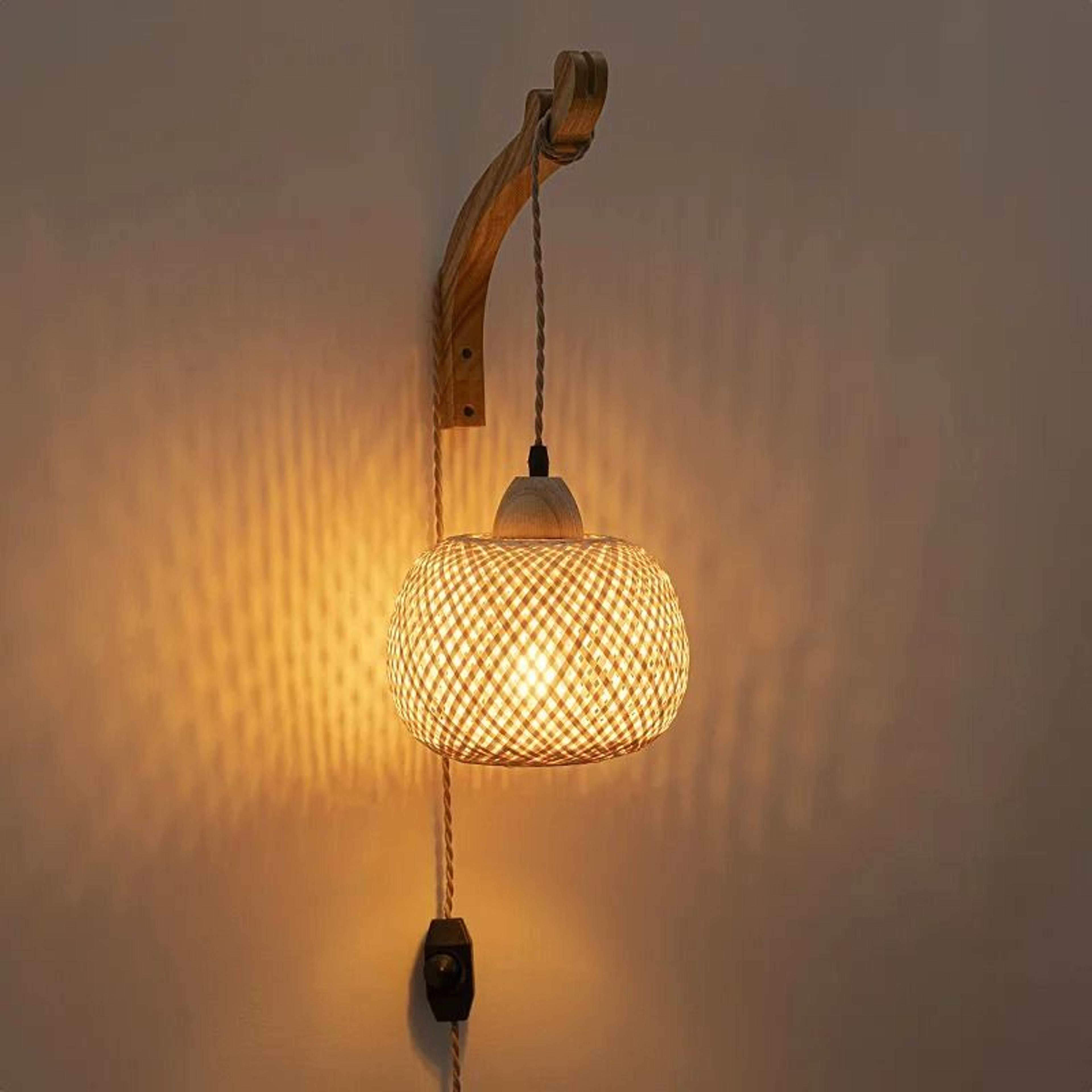 handwoven bamboo rattan wall lamp e27 boho sconce
