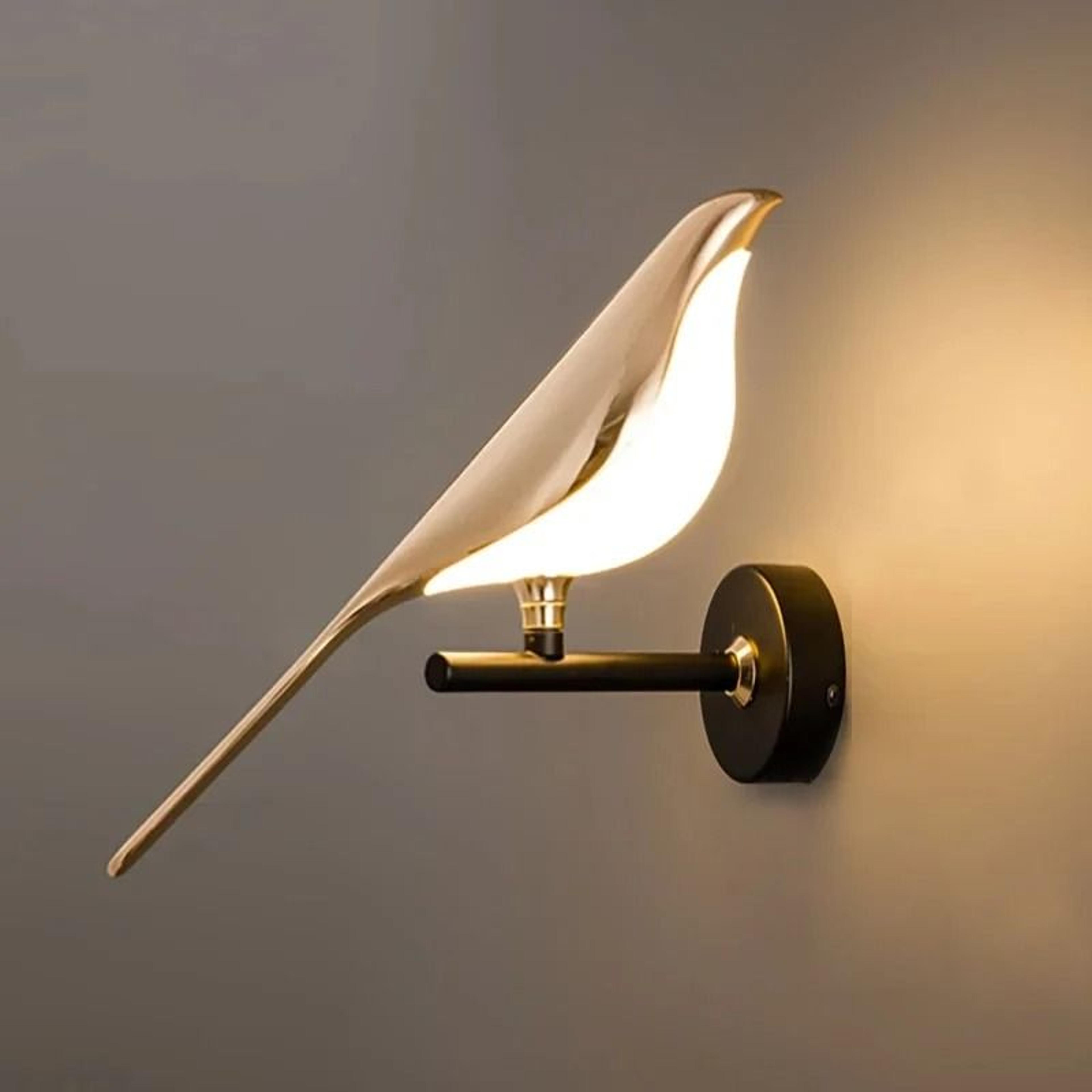 modern magpie bird led wall sconce decorative indoor light