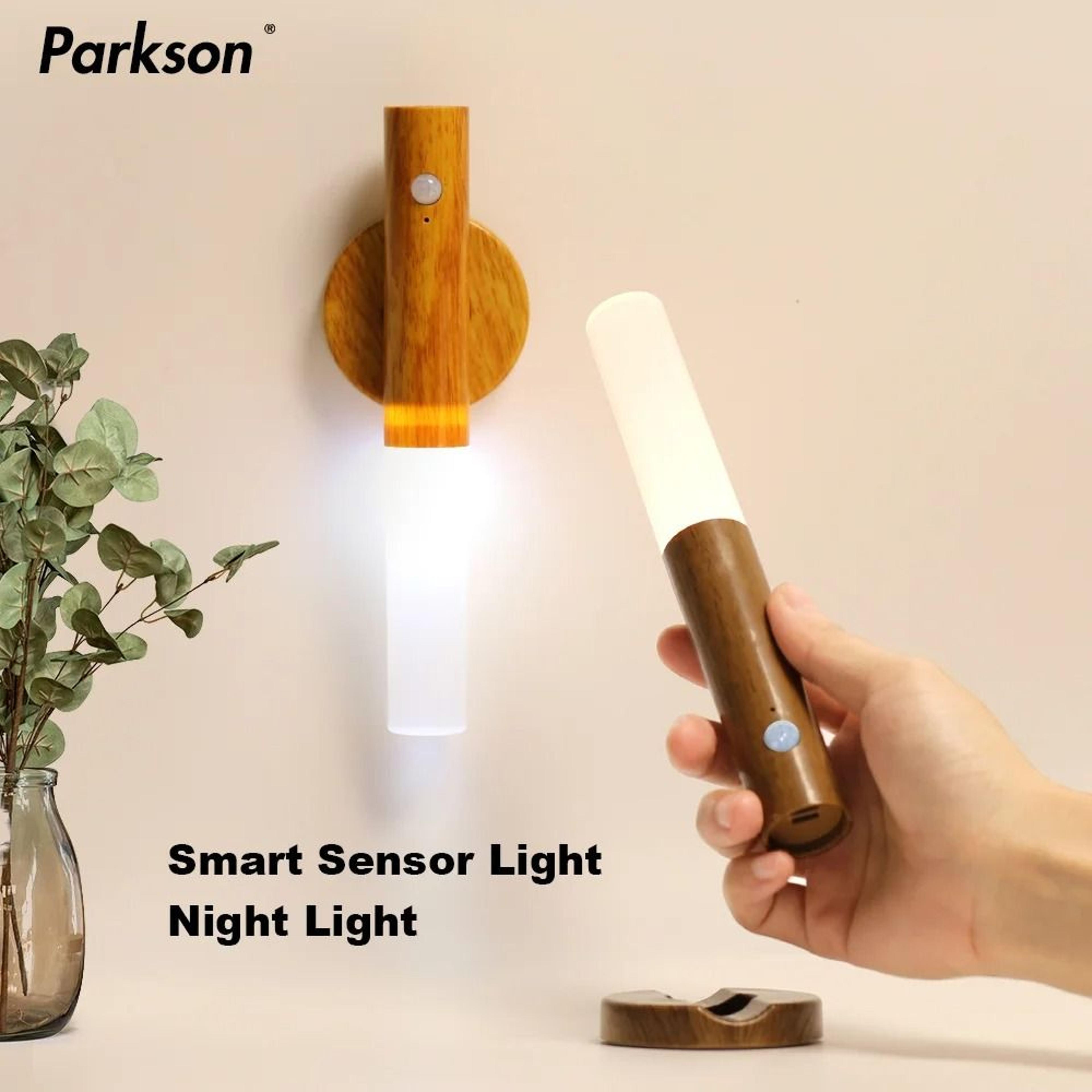 rechargeable motion sensor magnetic wood wall light
