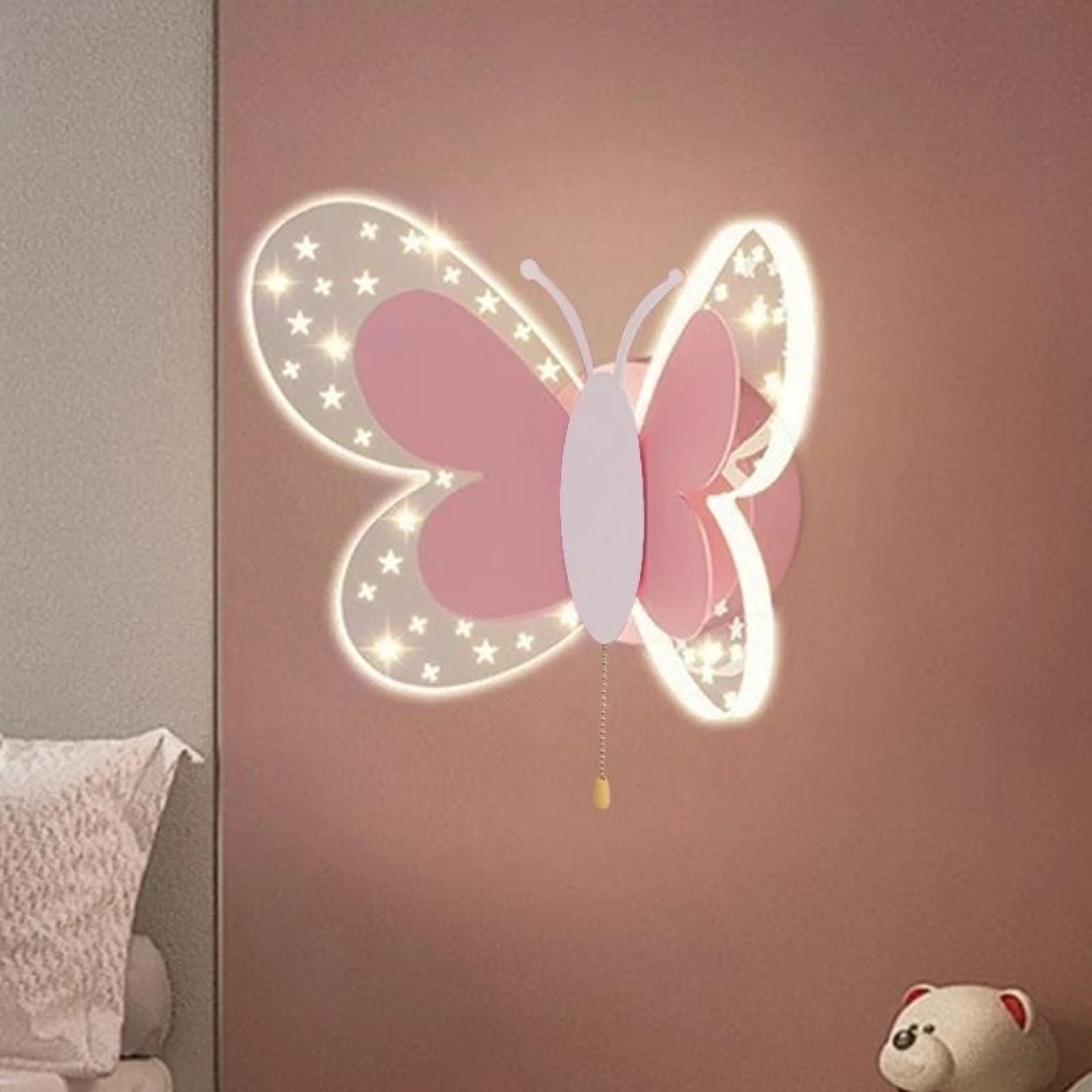 butterfly led wall lamp tricolor pull switch kids room light