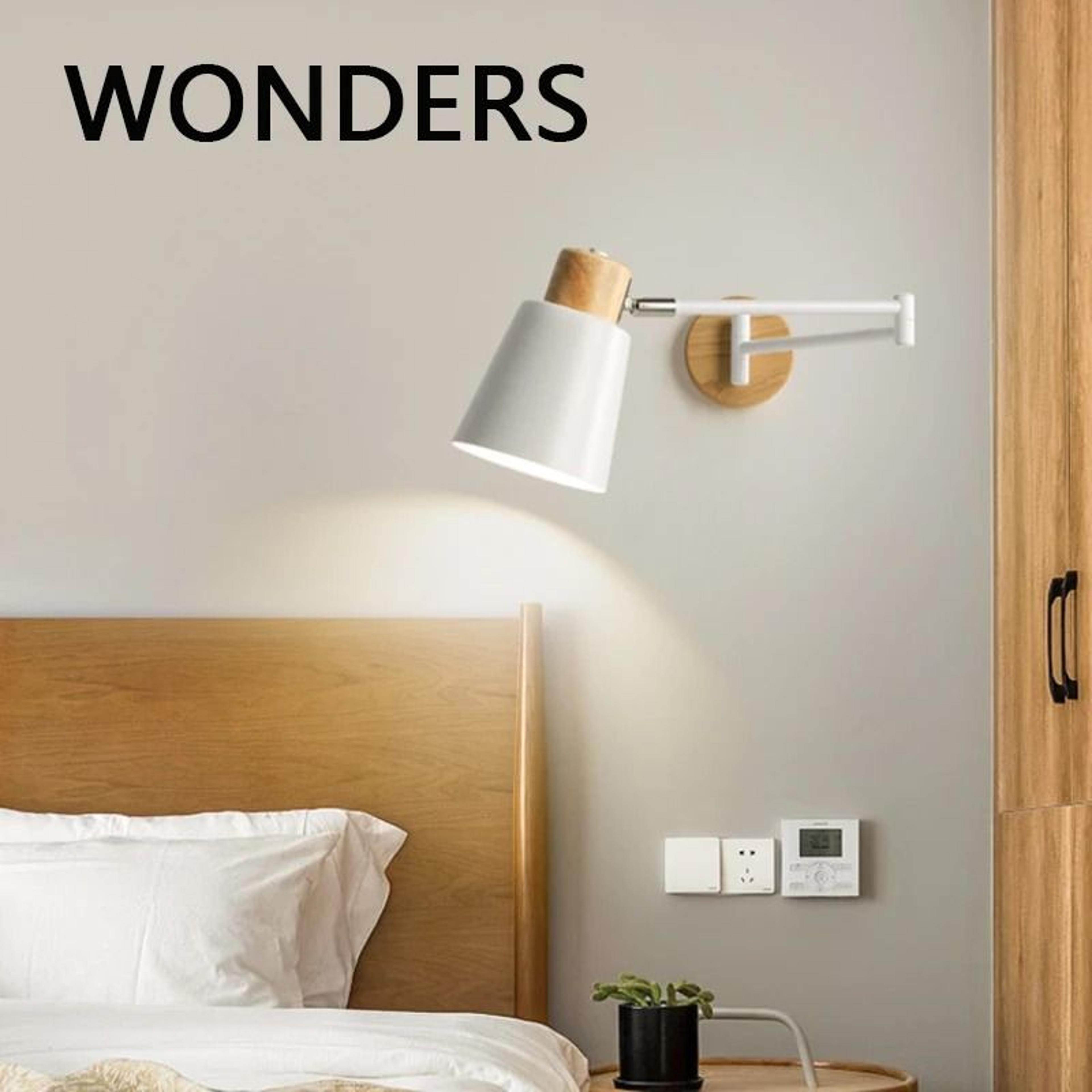 nordic adjustable wall lamp wood and iron bedside reading light