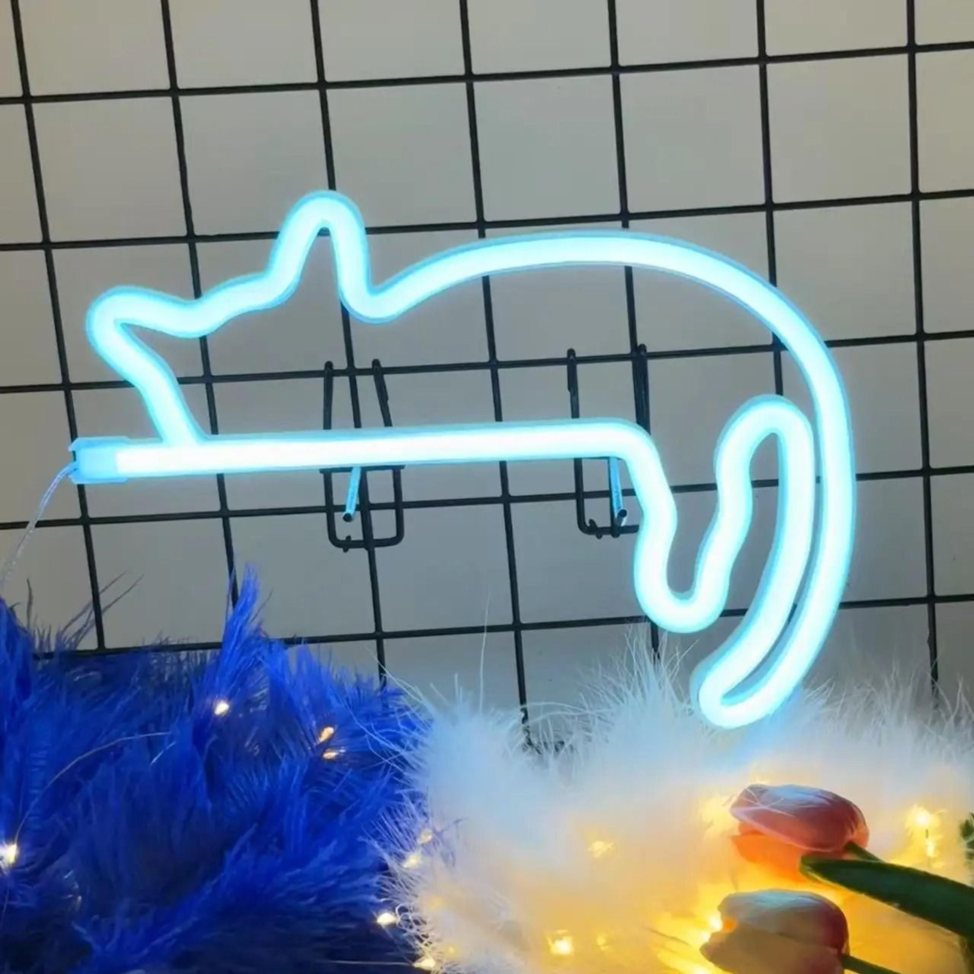 cute cat neon light led bedroom wall decor