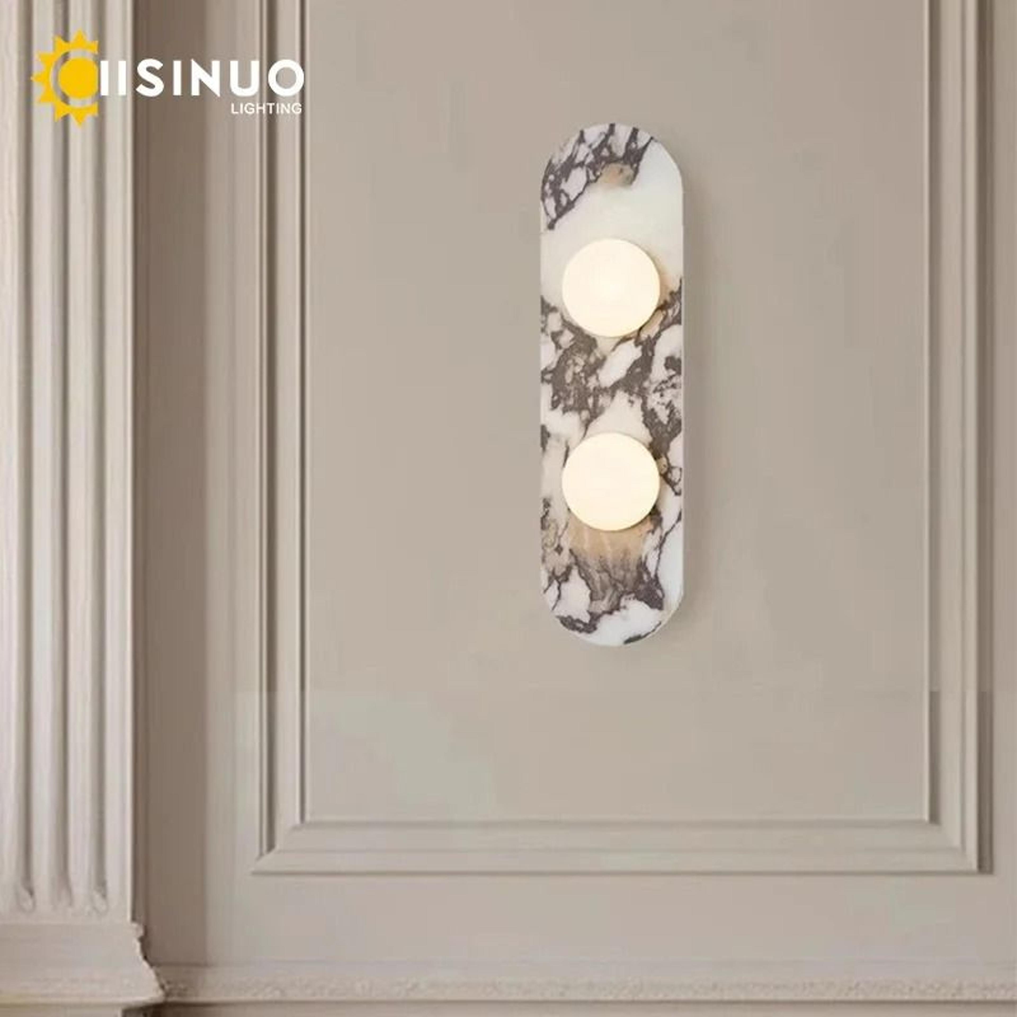 luxury natural marble wall lamp white glass led sconce