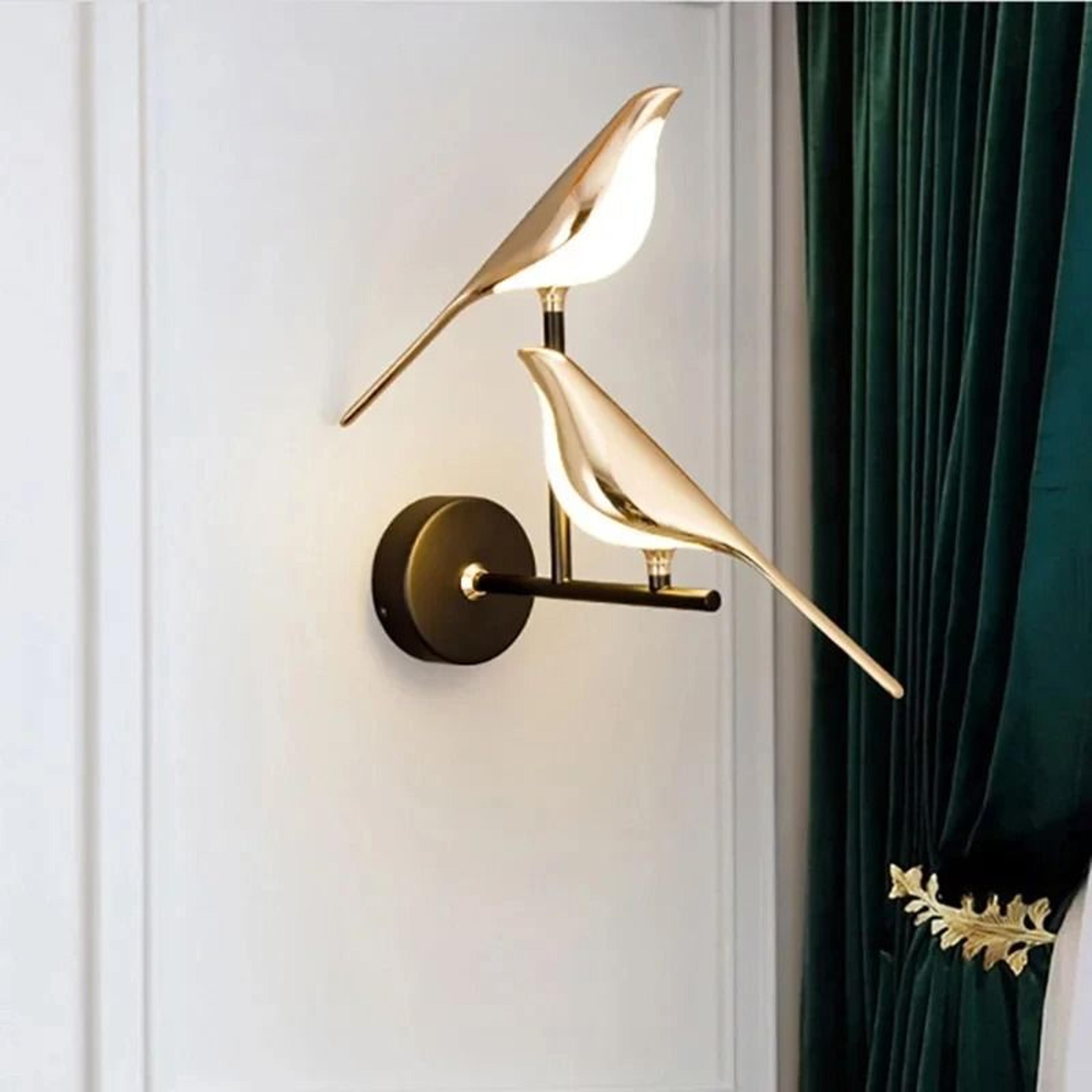 nordic golden bird wall light led decorative sconce