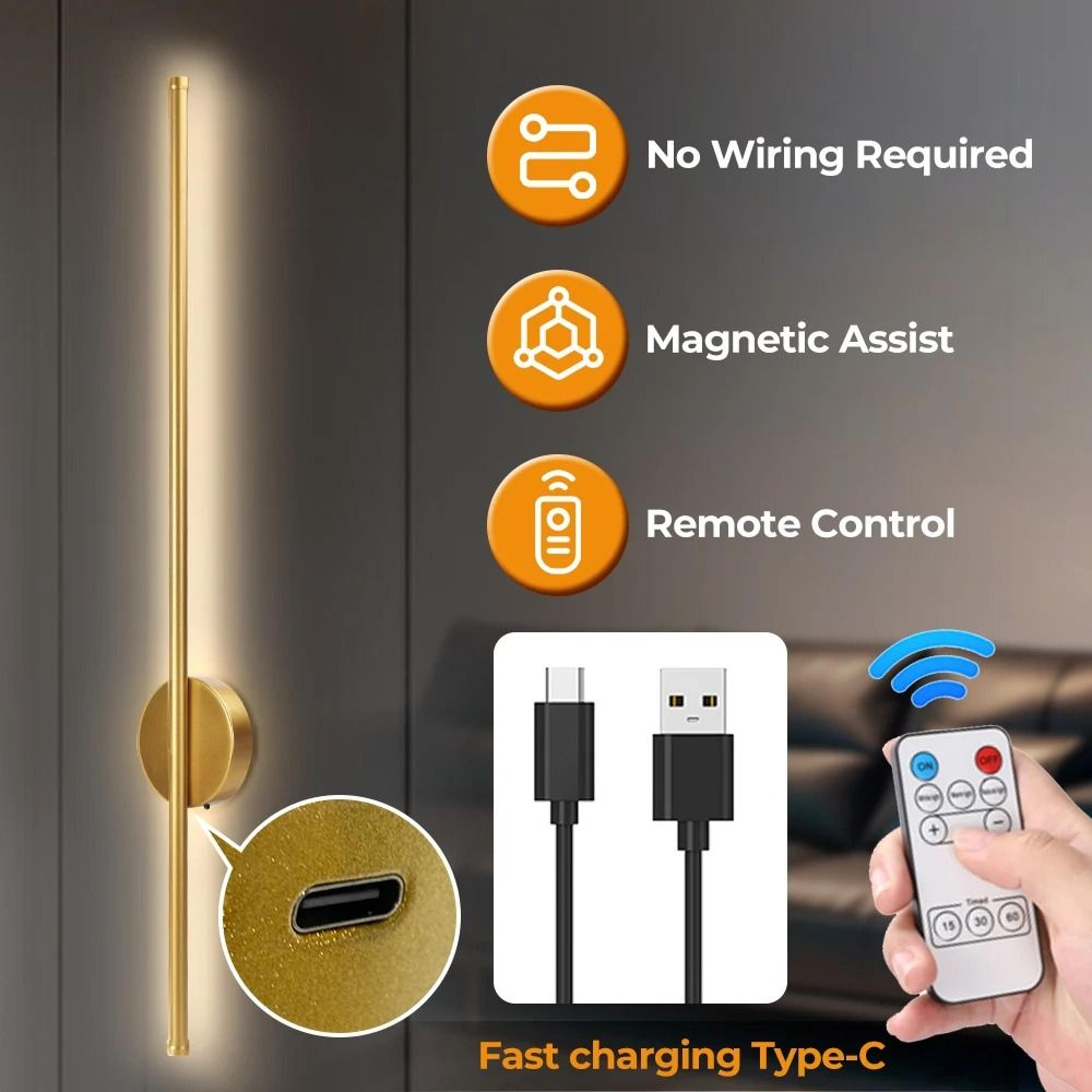 2 piece magnetic rechargeable wall lamp wireless led sconce set