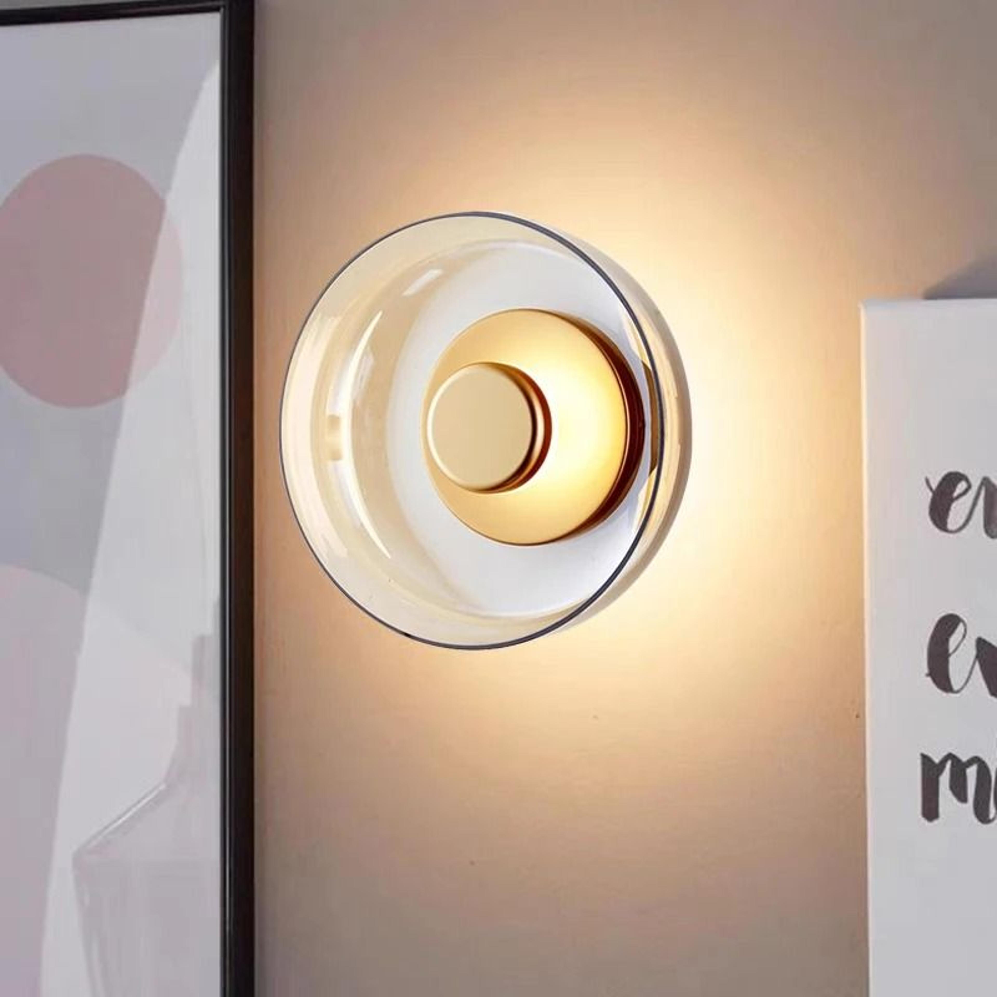 vintage glass disc wall lamp minimalist led sconce