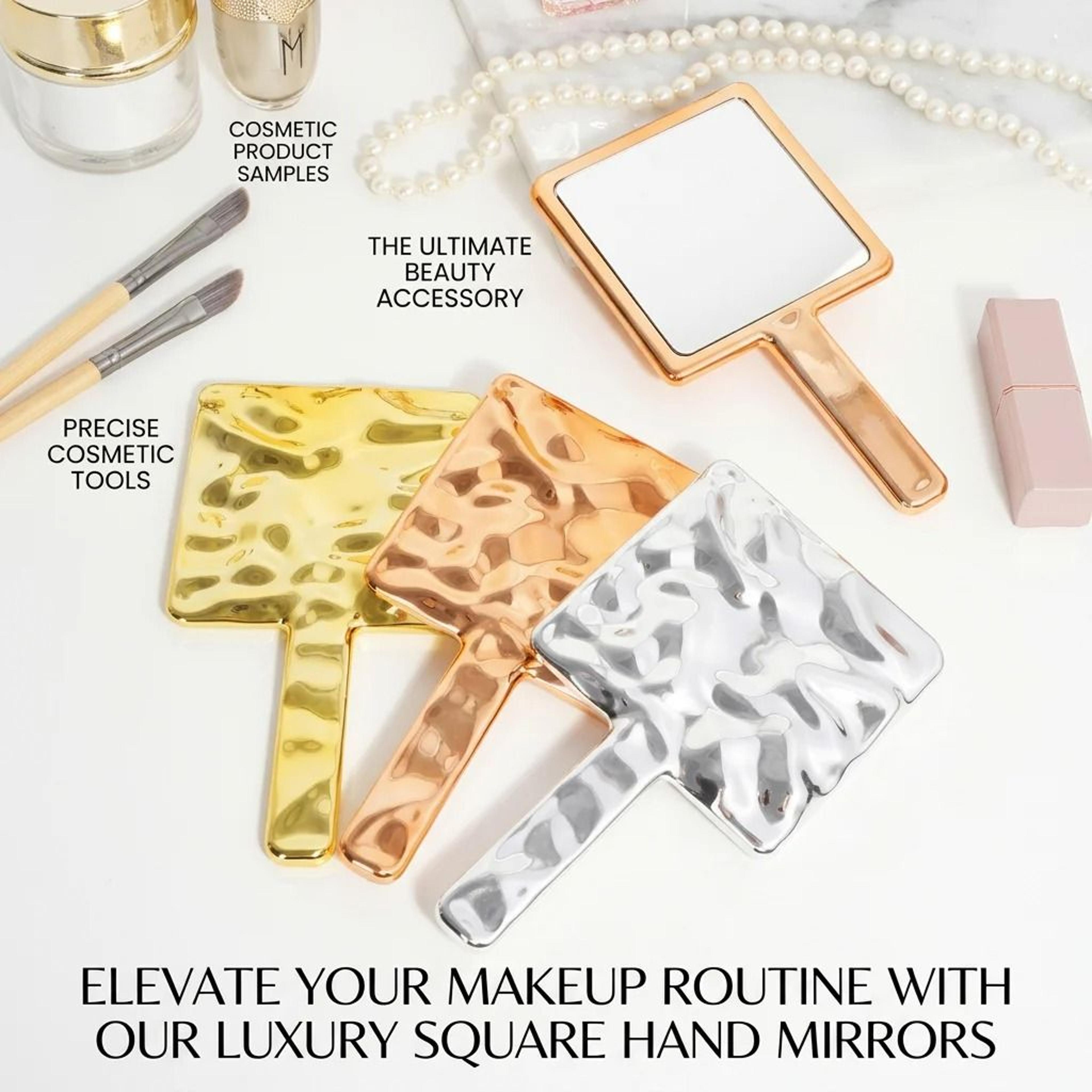 minimalist hd glass makeup mirror electroplated handheld beauty mirror