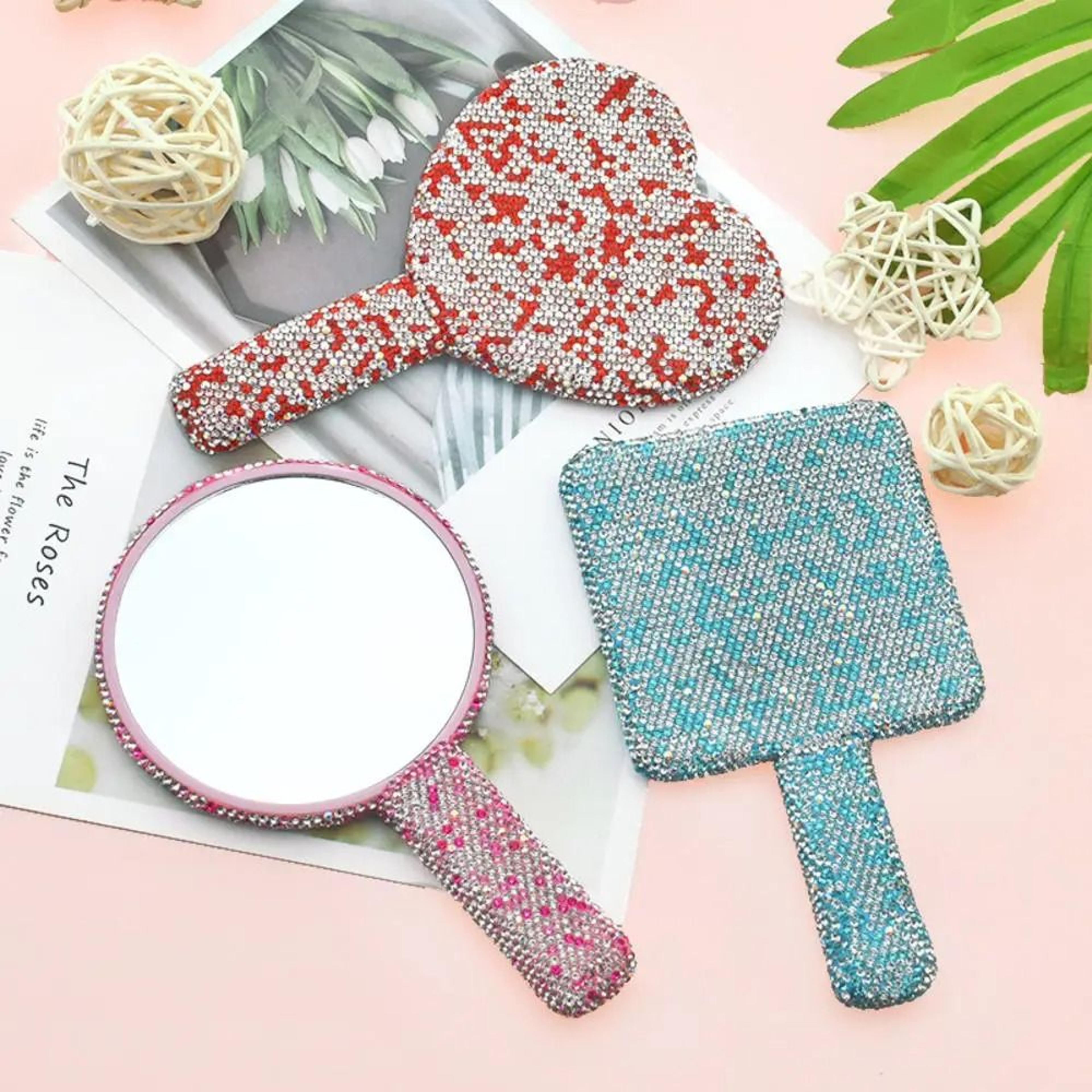 glamheart rhinestone handheld makeup mirror portable heart vanity mirror
