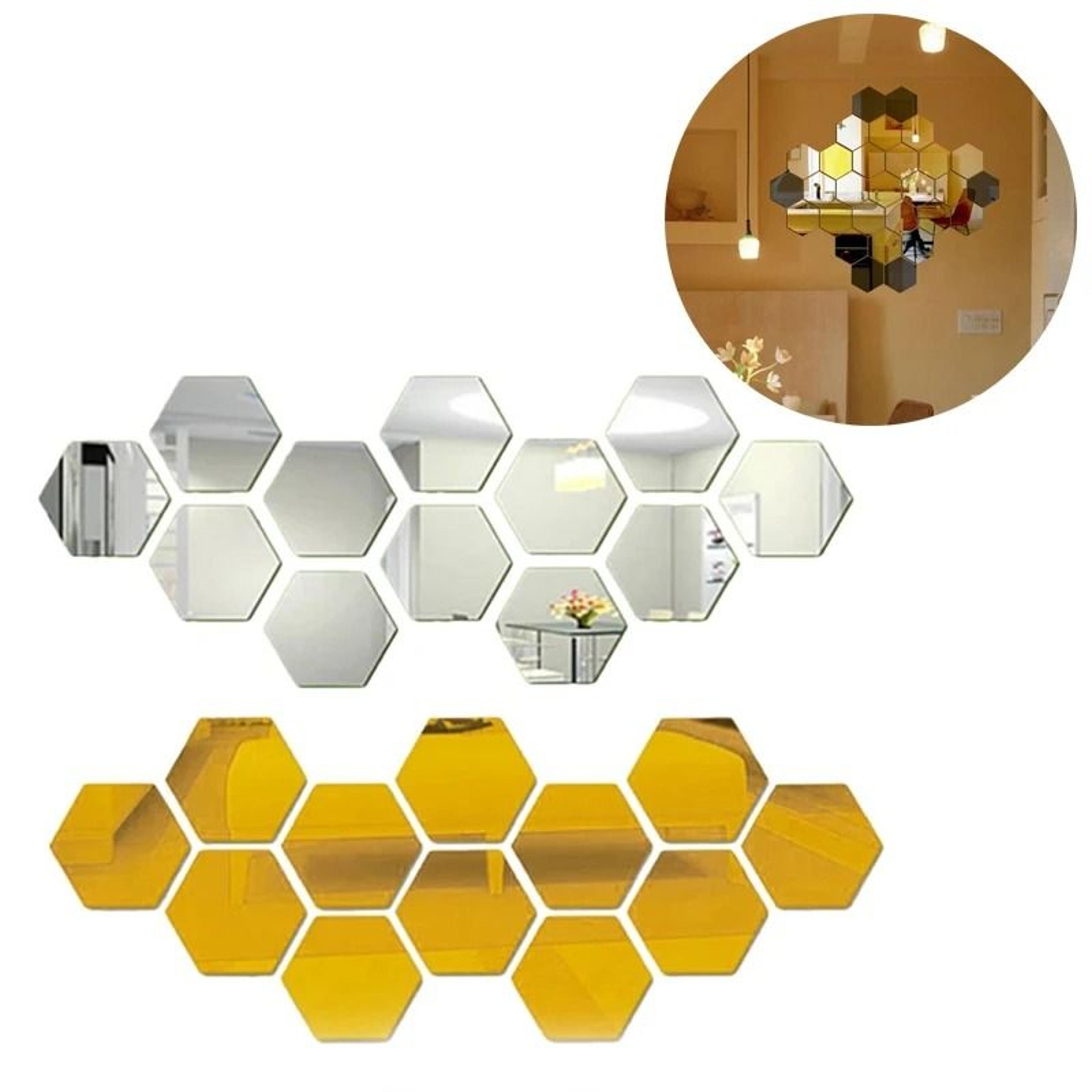 modern hexagon mirror wall stickers removable acrylic diy decor set