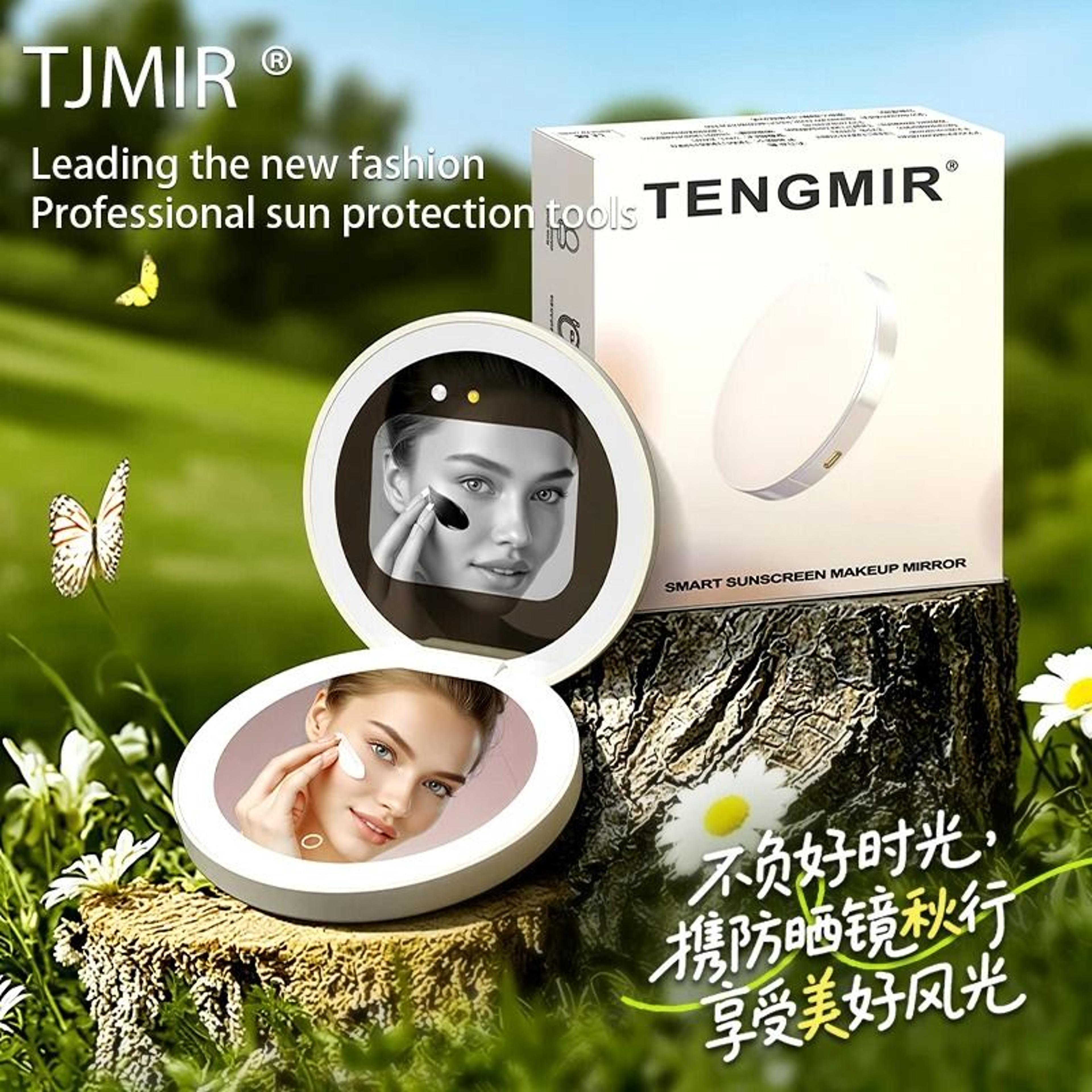 tjmir smartuv sunscreen test mirror portable led travel makeup mirror
