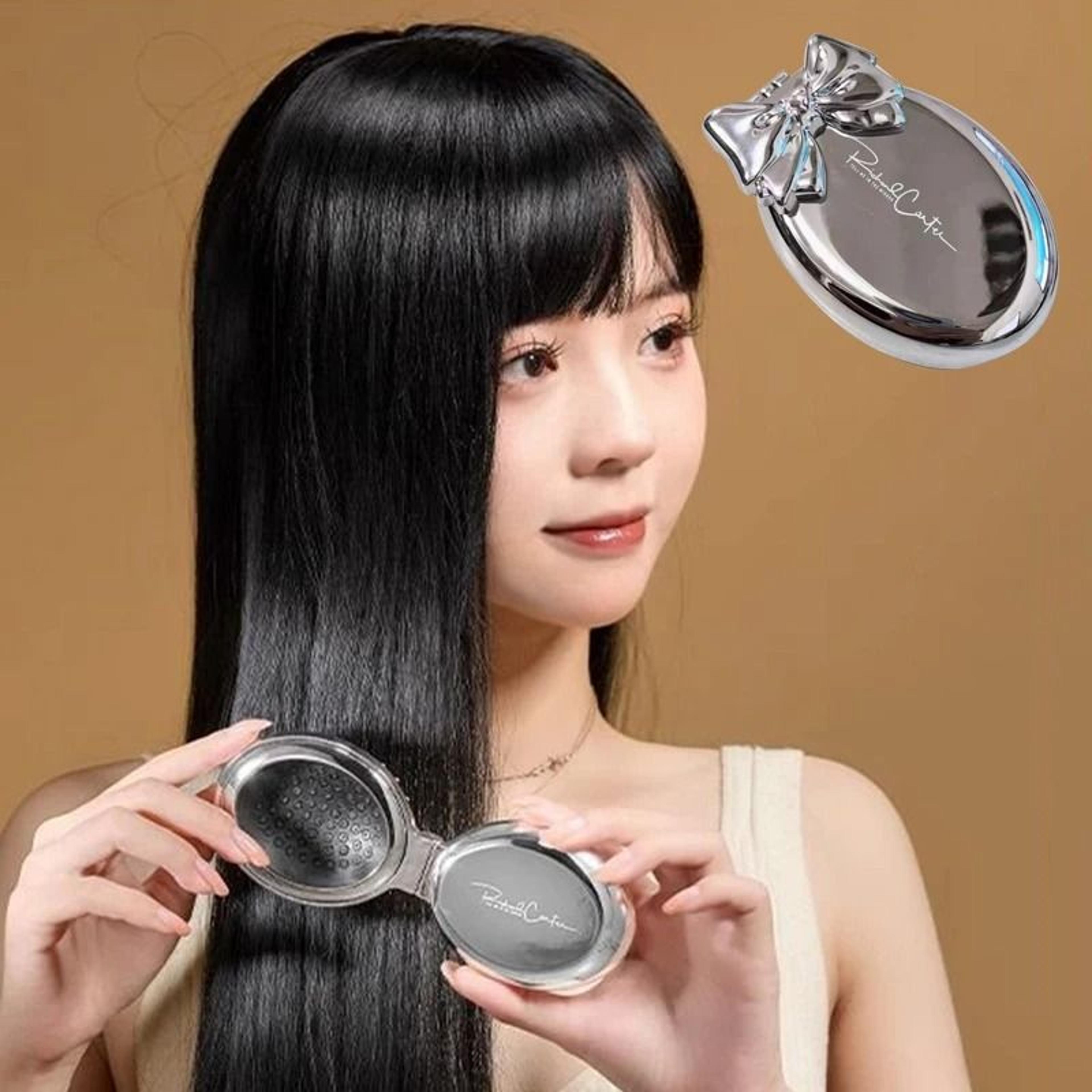 portable folding hair brush with mirror 2 in 1 travel comb