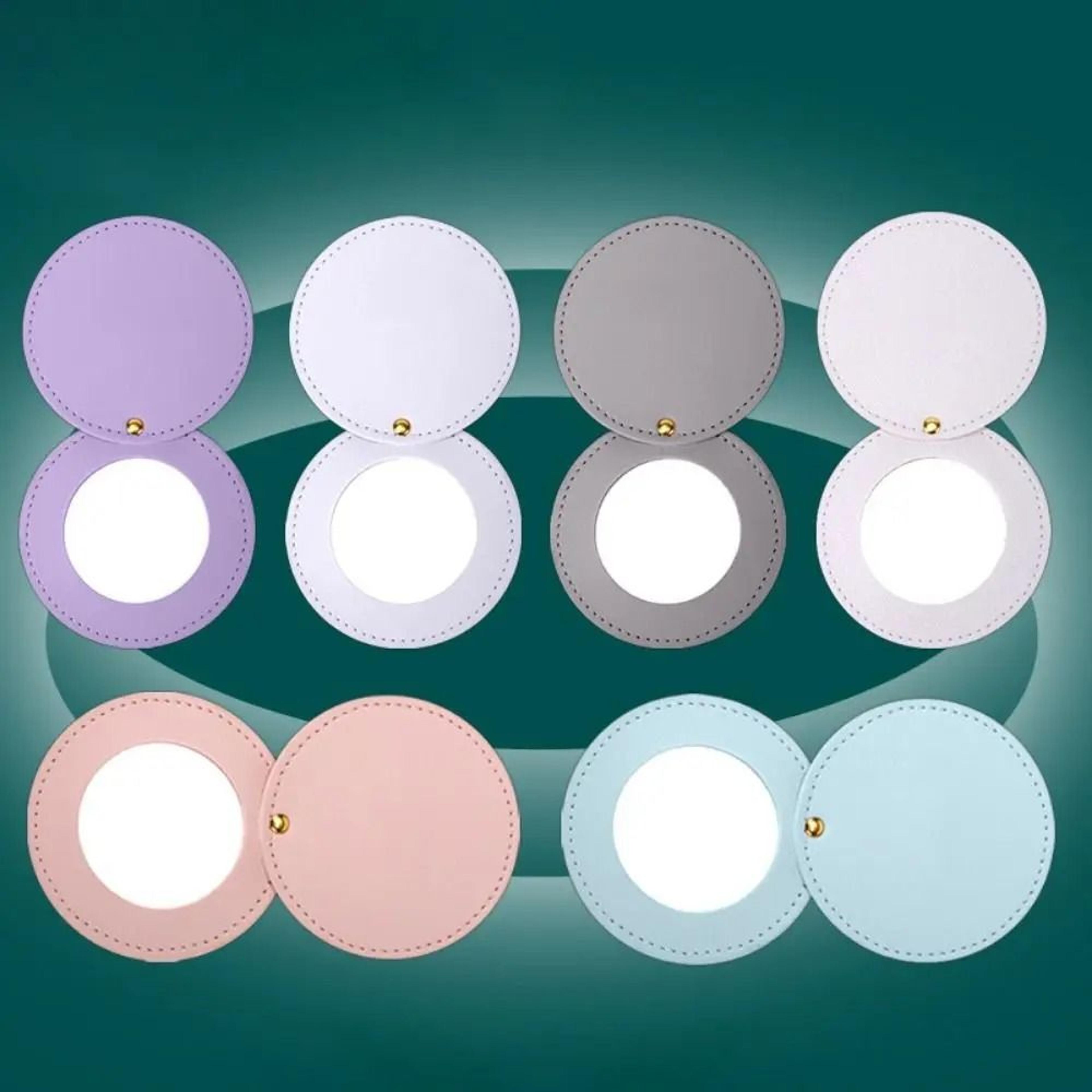 ultra thin pu leather pocket mirror double sided stainless steel travel mirror