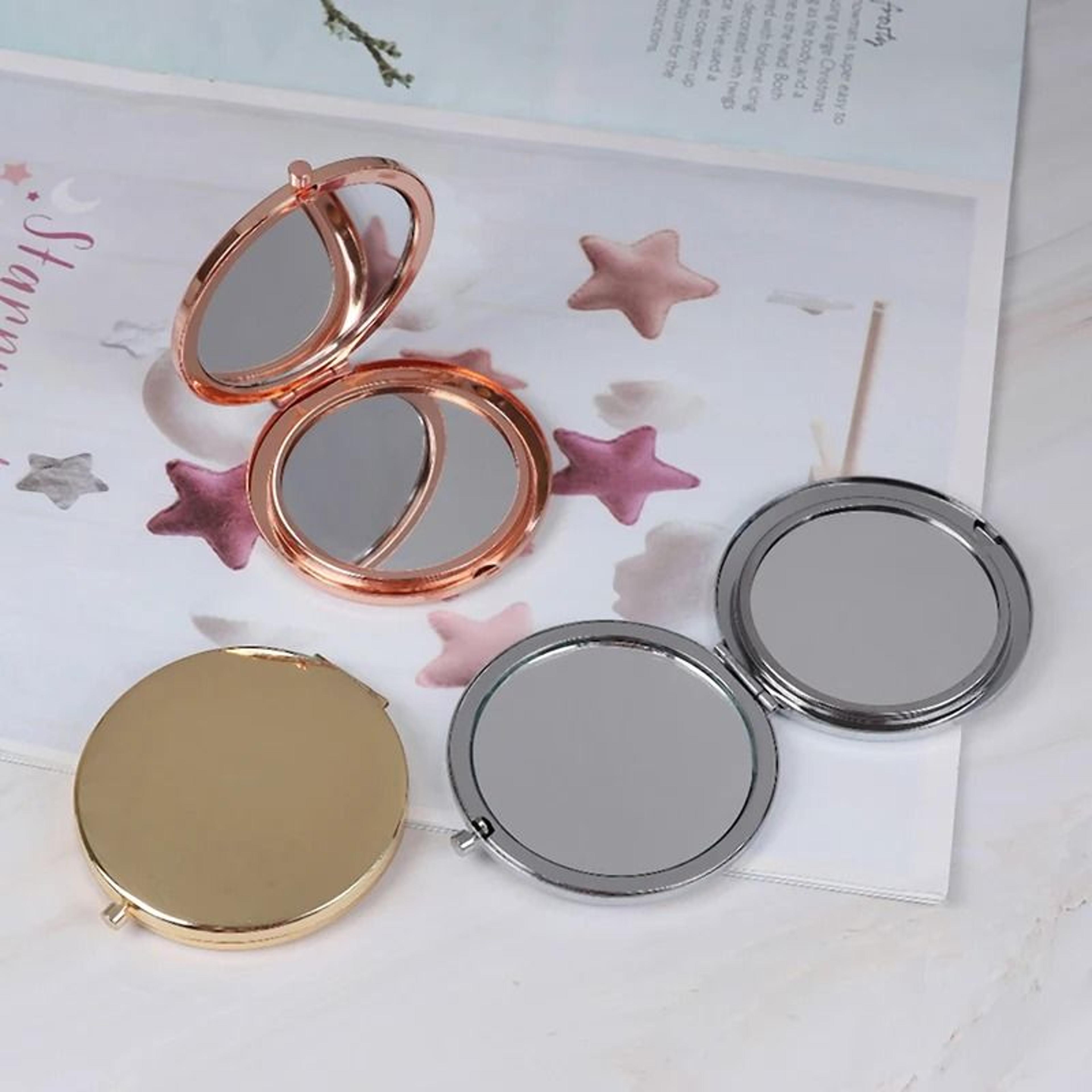 portable stainless steel pocket mirror folding compact makeup travel beauty mirror