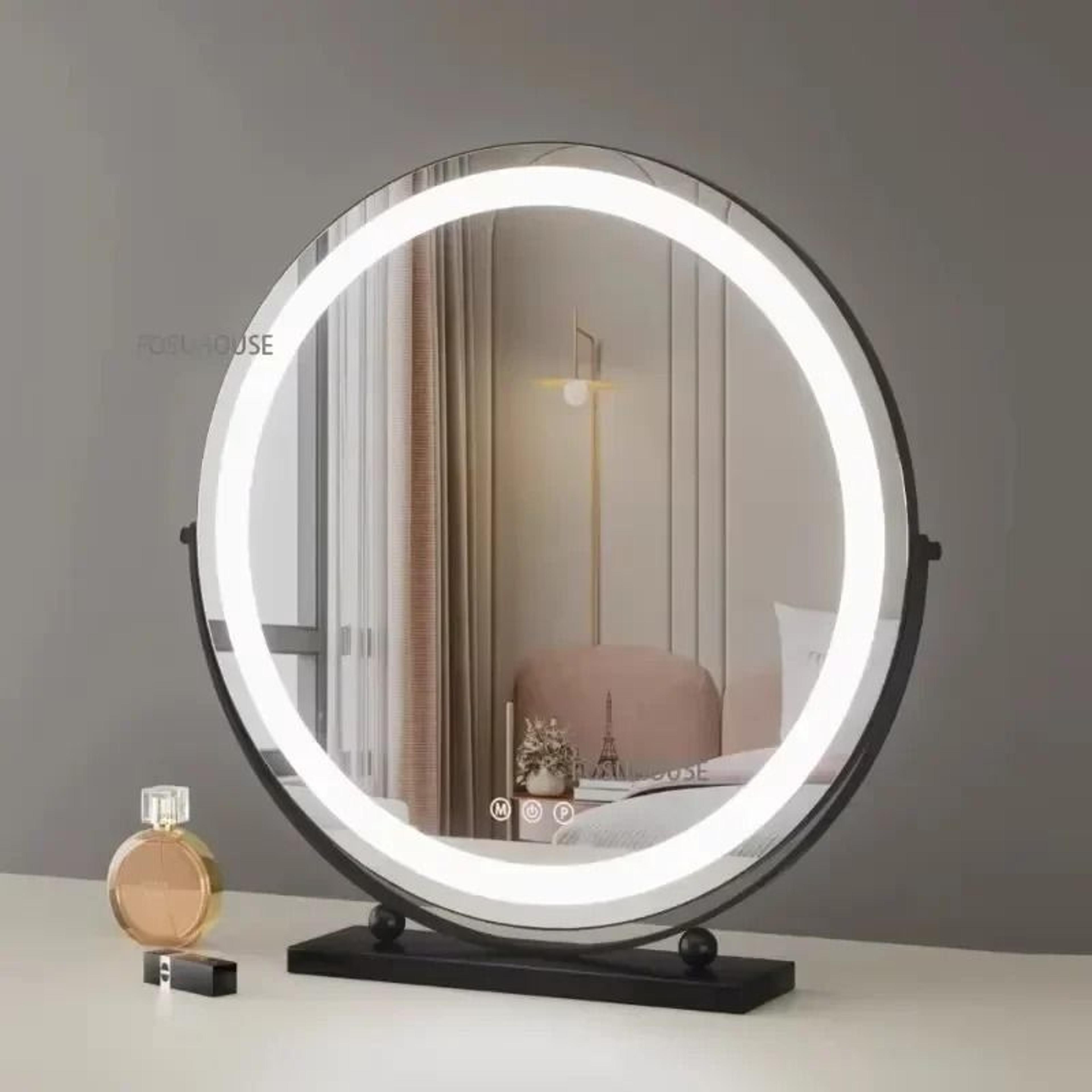 modern round led makeup mirror rechargeable desktop vanity beauty mirror