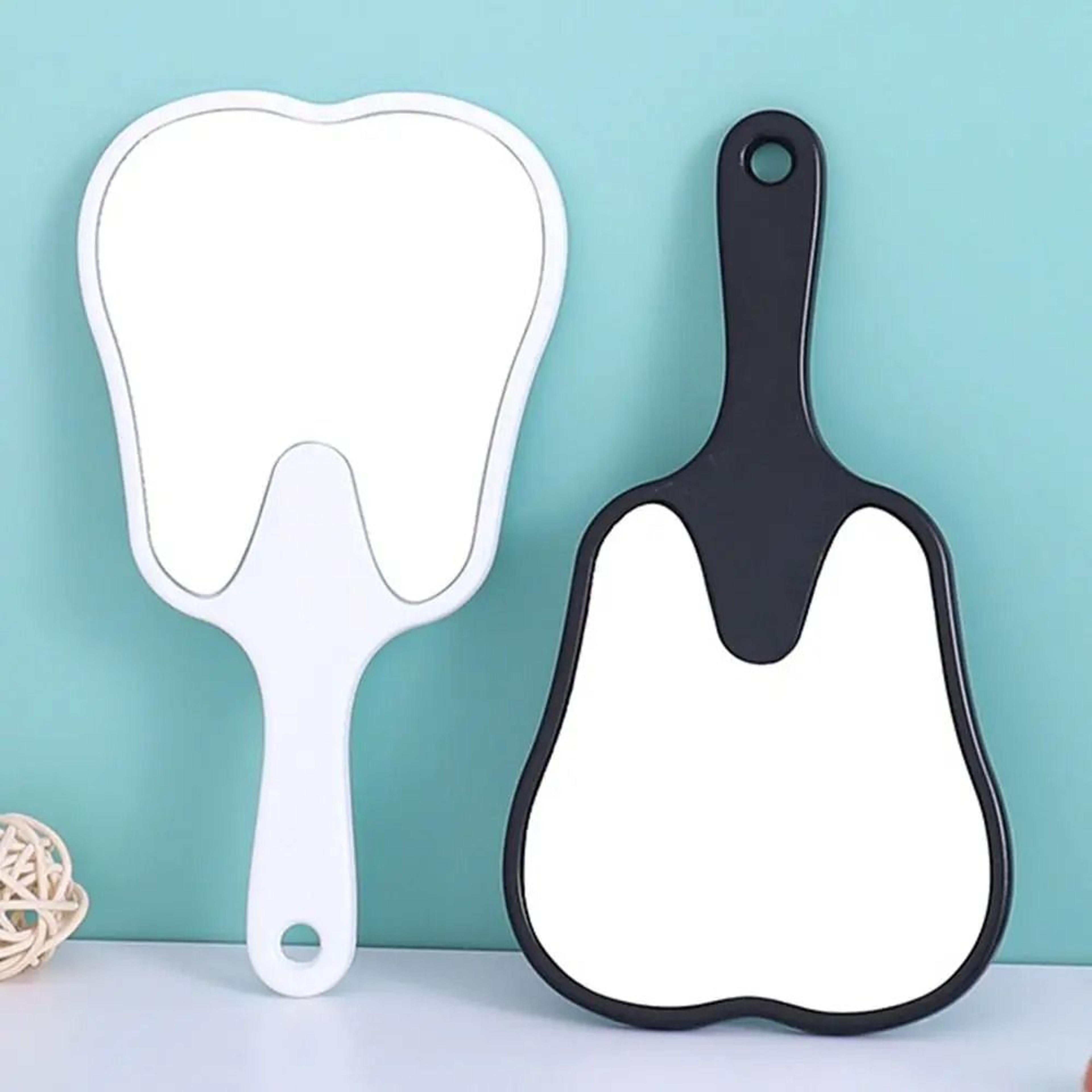 cute tooth shaped handheld mirror pvc dental makeup vanity gift mirror