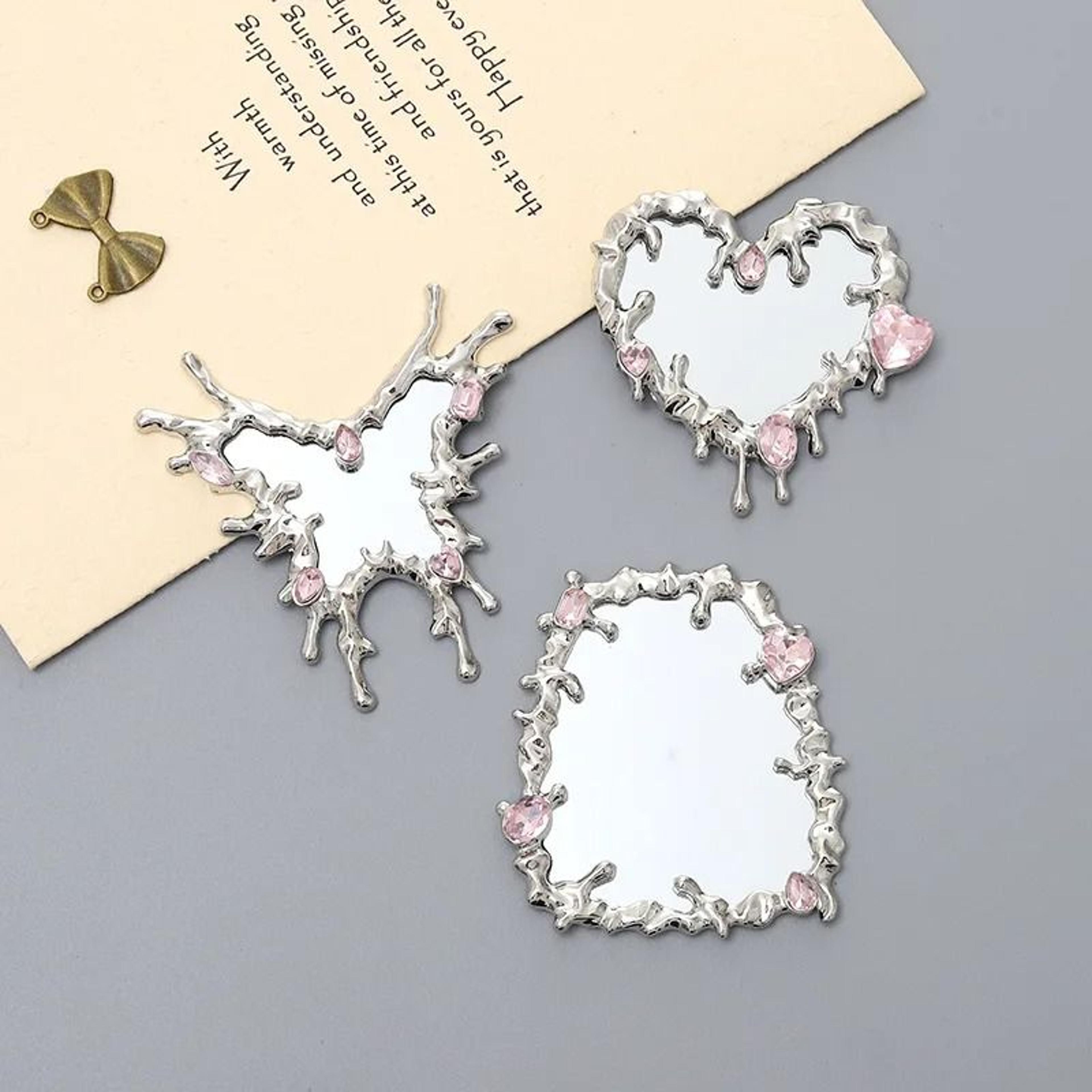 modern irregular metal pocket mirror liquid droplet portable makeup beauty mirror