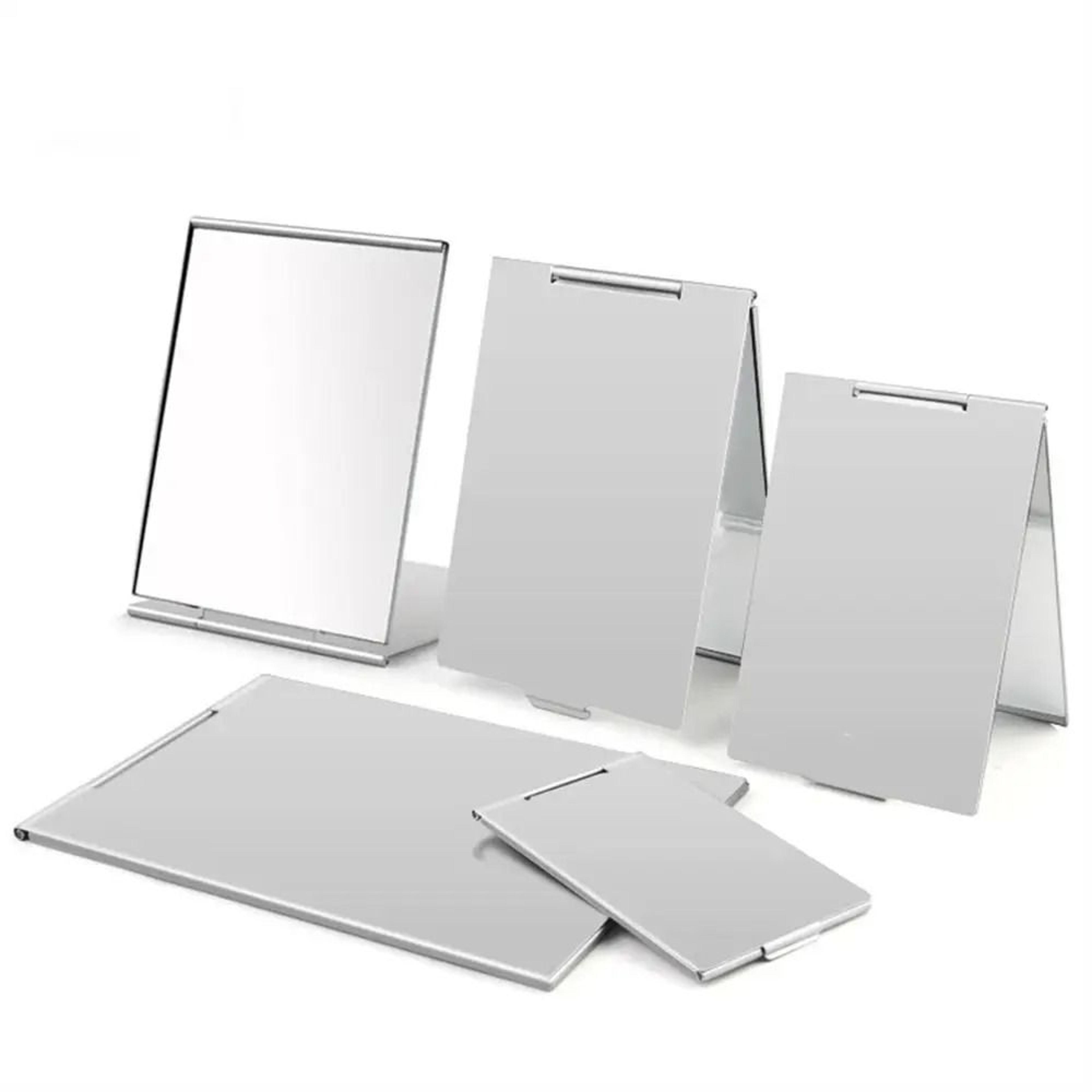 slim aluminum folding makeup mirror rectangle compact travel pocket vanity mirror
