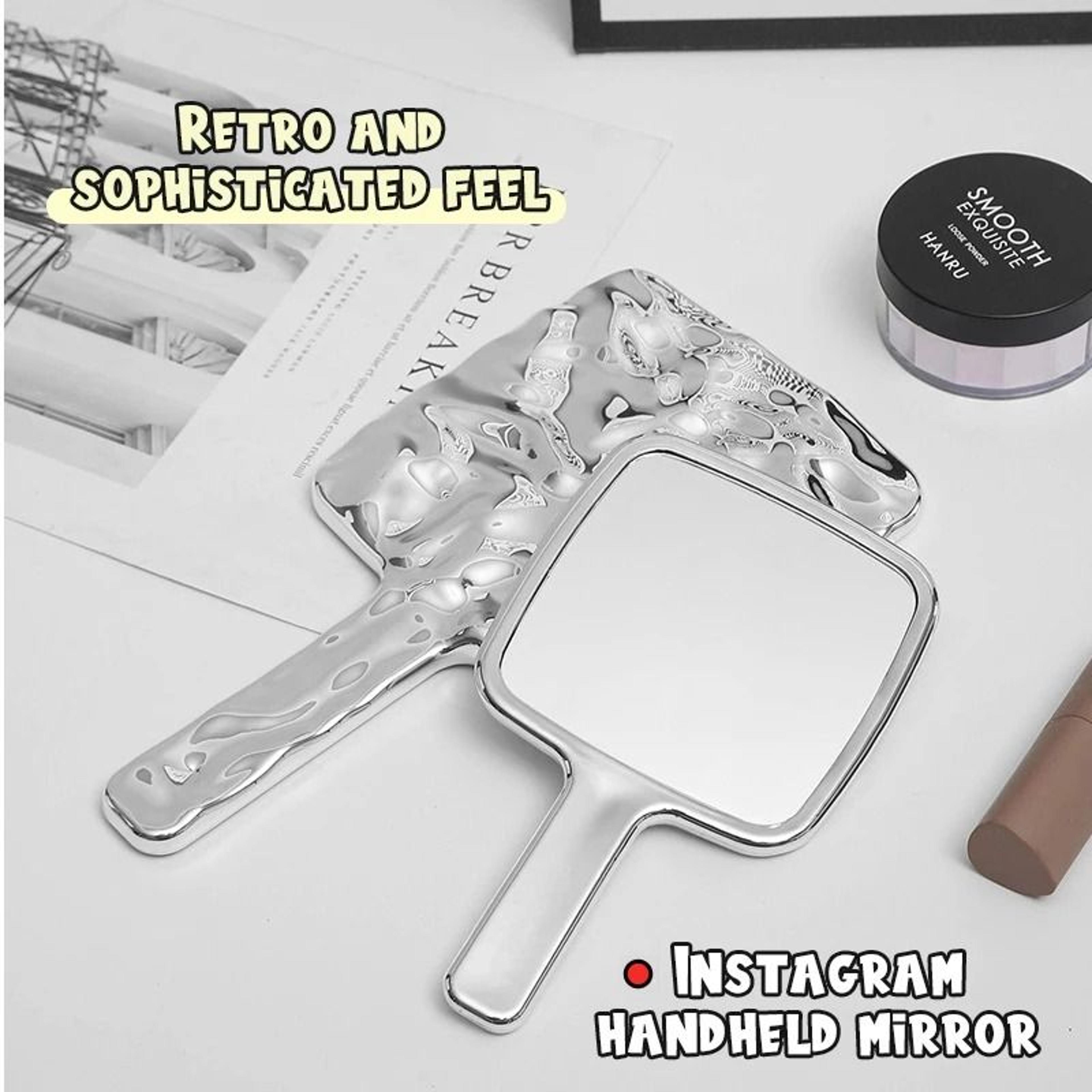 modern liquid shape handheld mirror square salon makeup and lash mirror