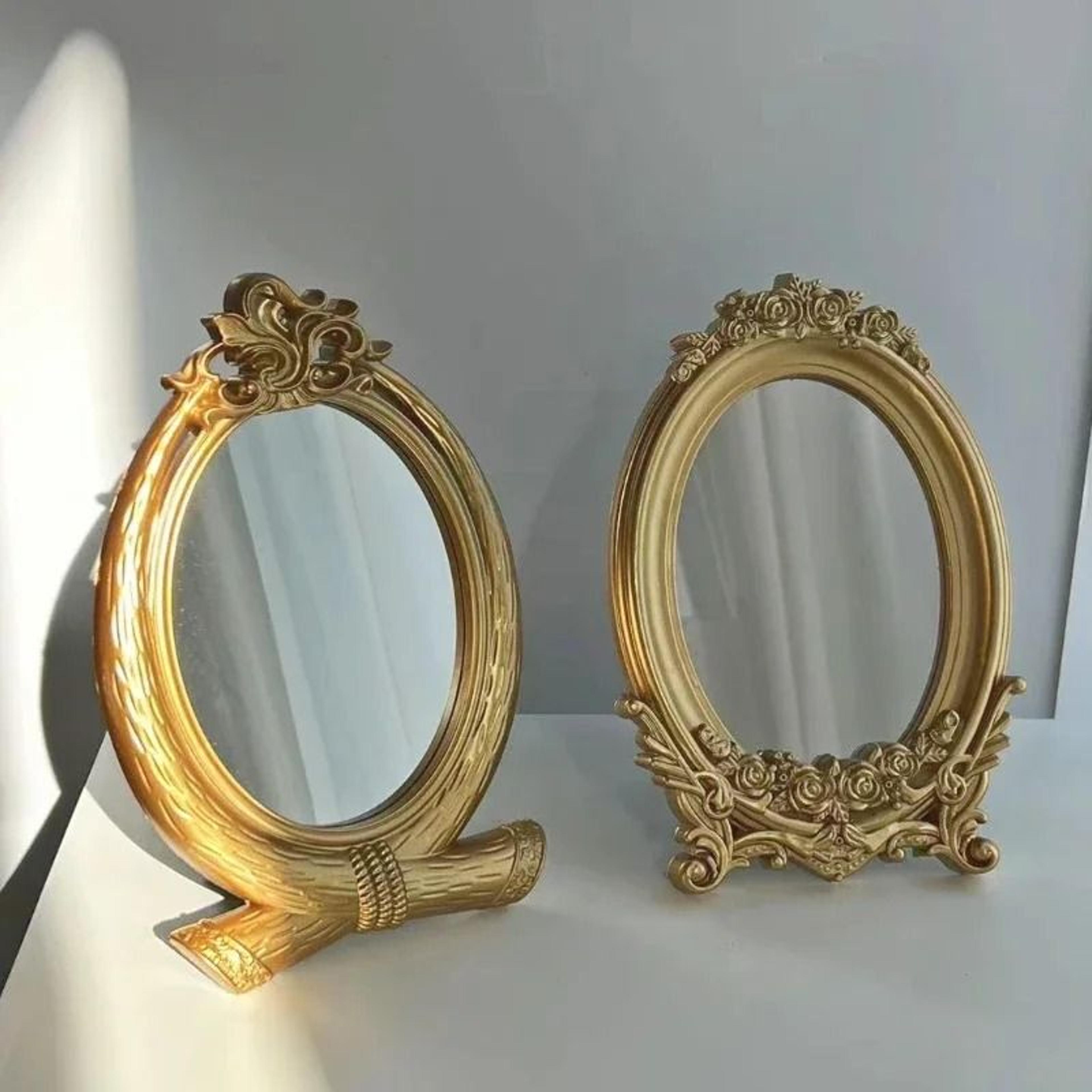 elegant vintage gold table mirror ornate carved vanity decorative mirror tray
