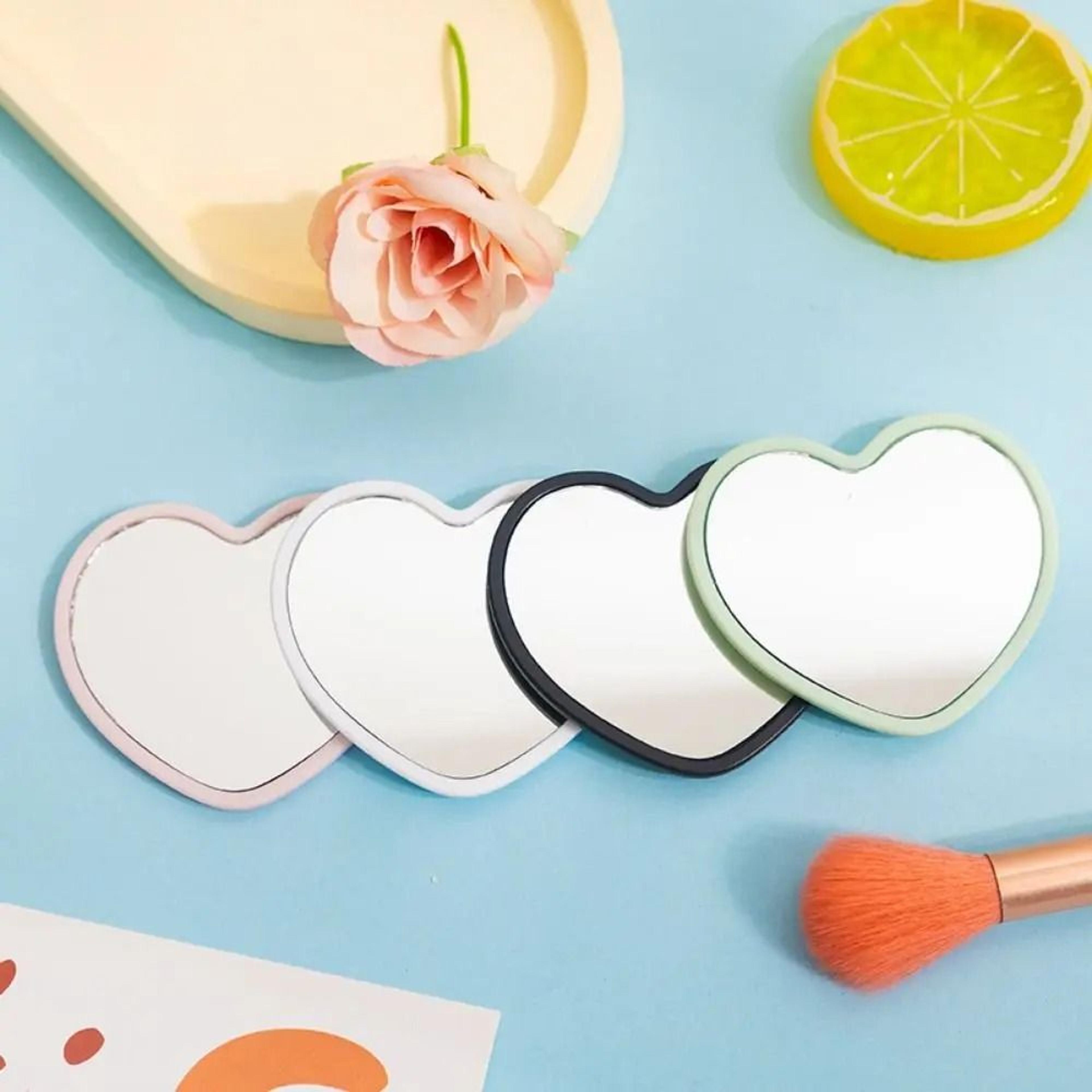 modern heart shaped handheld mirror portable mini makeup beauty vanity mirror
