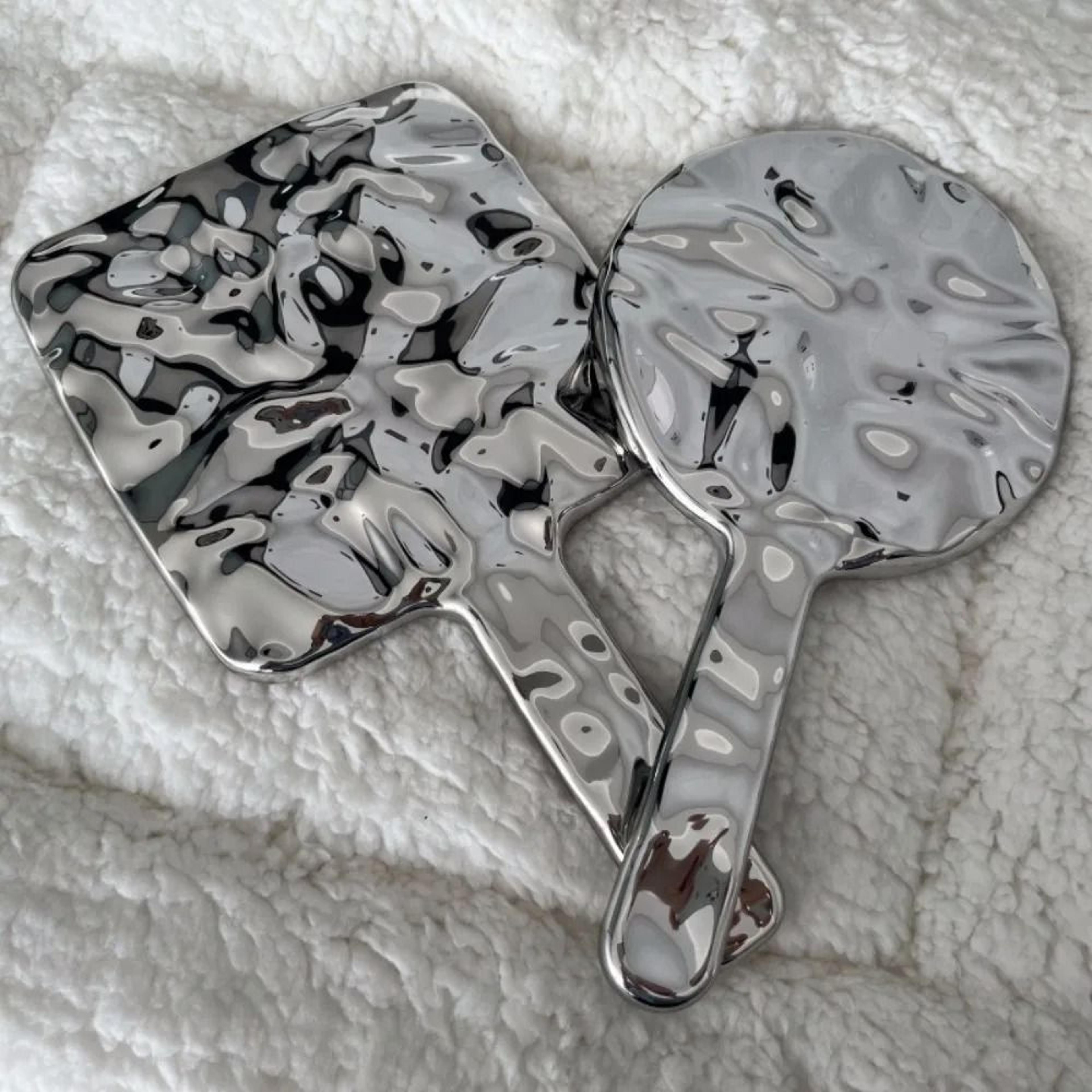 elegant electroplated handheld makeup mirror hd round square travel beauty mirror