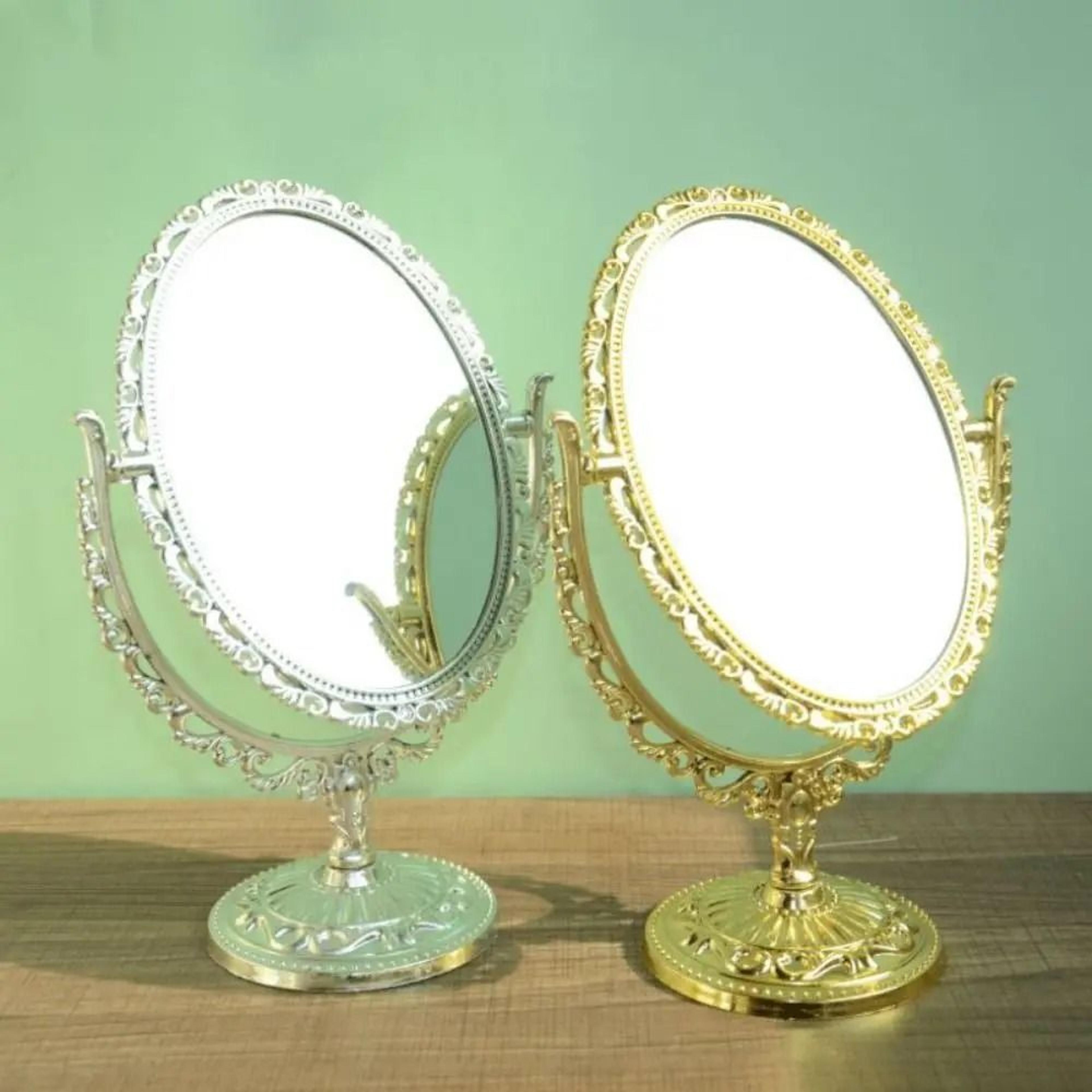 vintage double sided makeup mirror 360 rotating desktop vanity cosmetic mirror