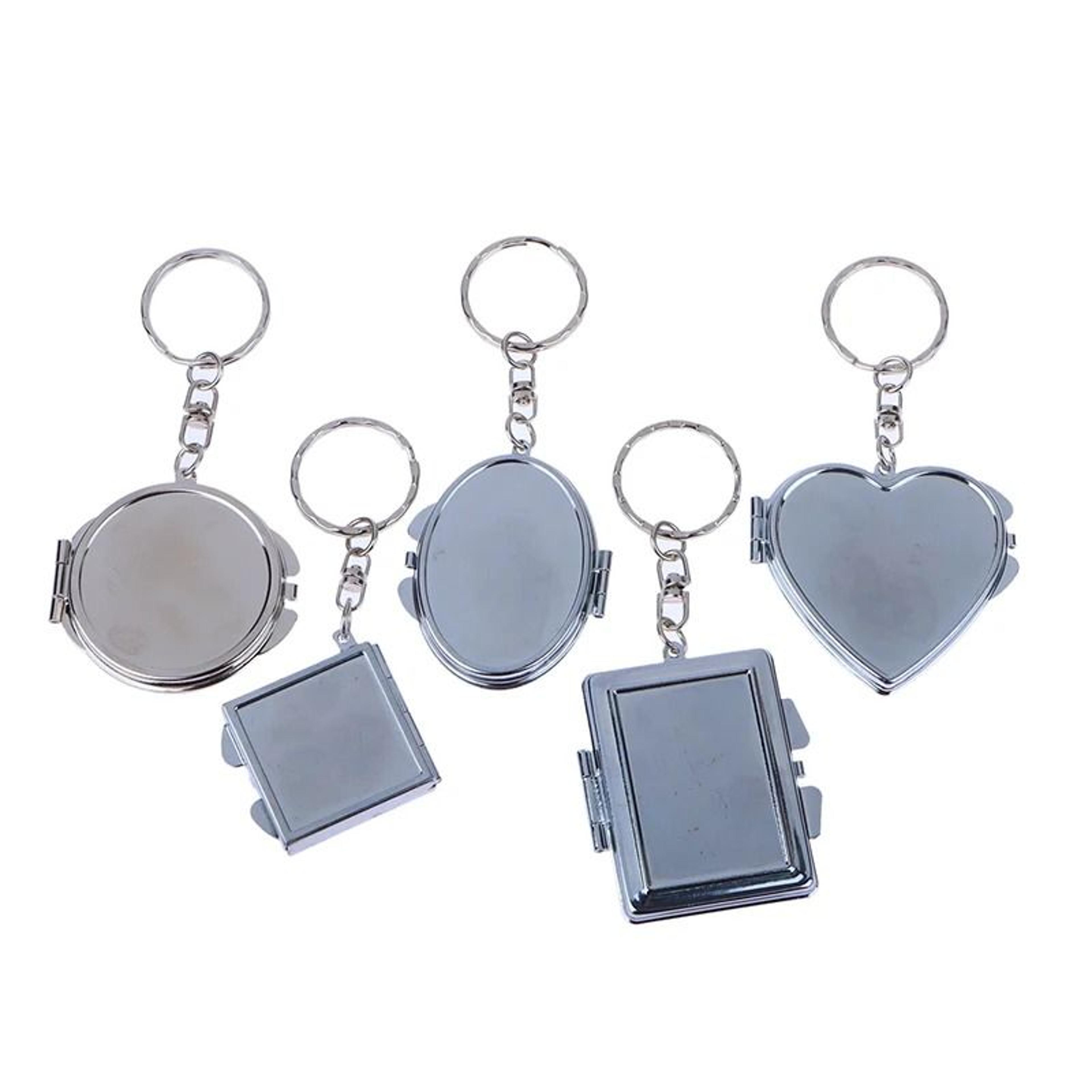 double sided compact mirror metal folding keychain travel makeup mirror