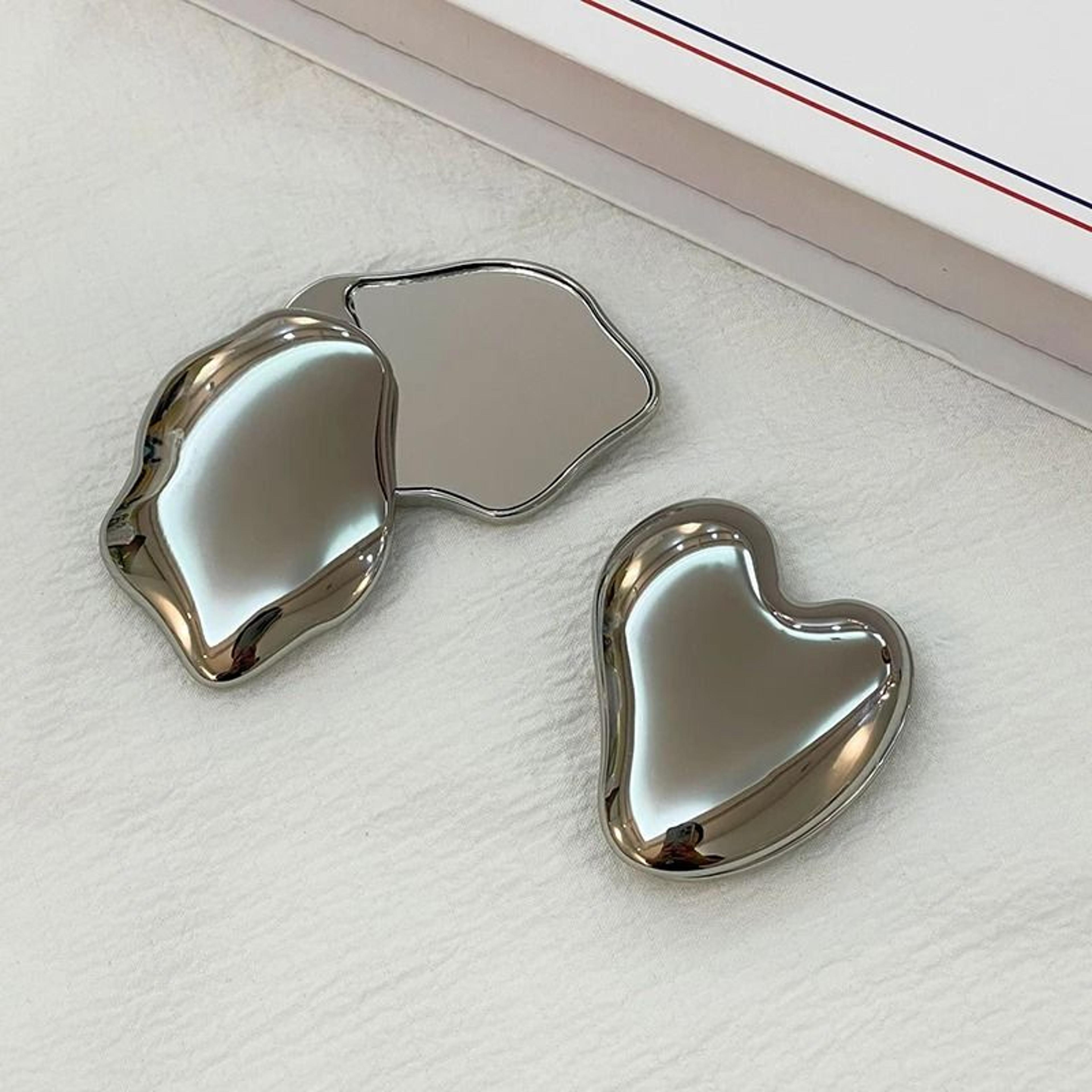 heart shaped makeup mirror portable rotating pocket beauty mirror
