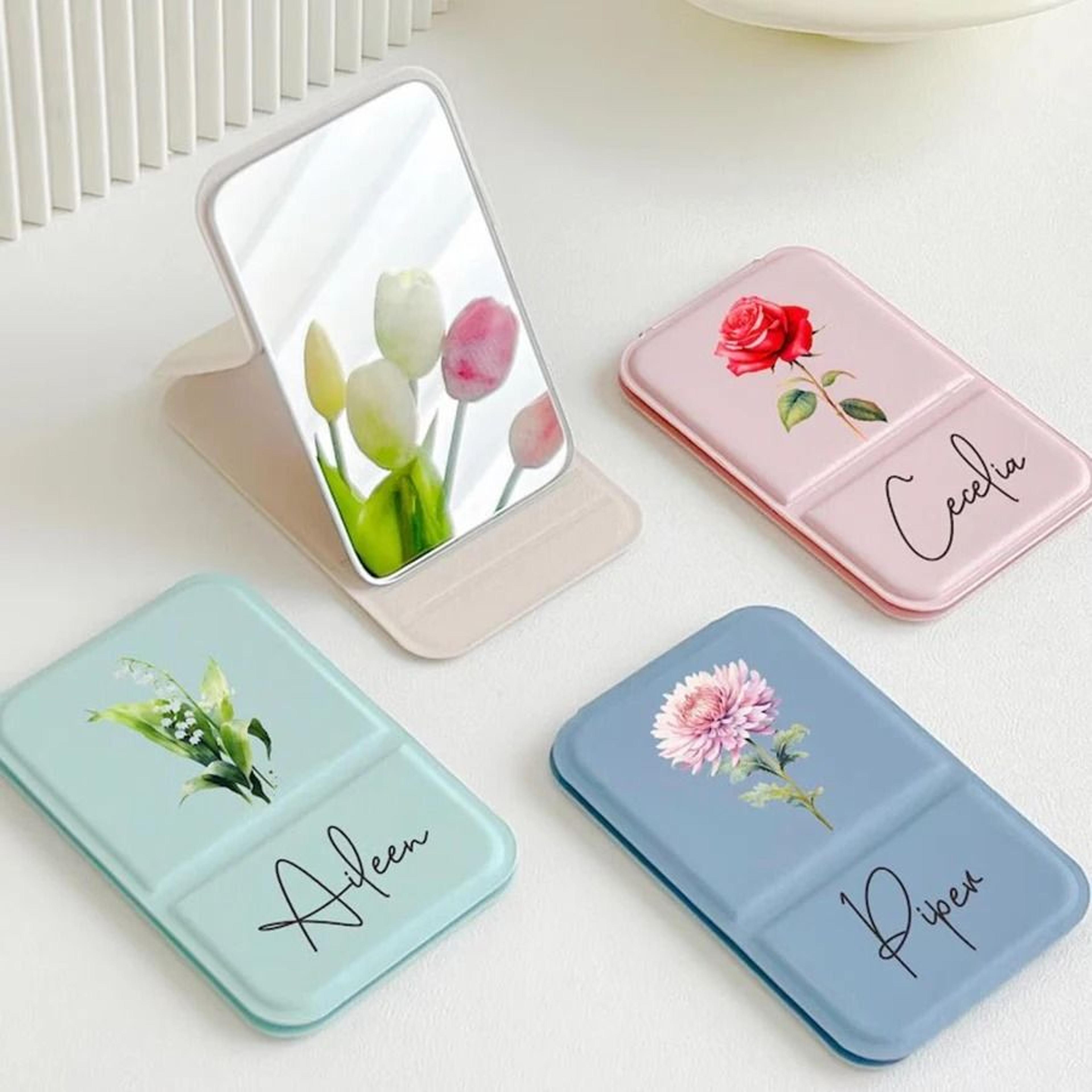 personalized folding makeup mirror portable standable mini travel vanity mirror