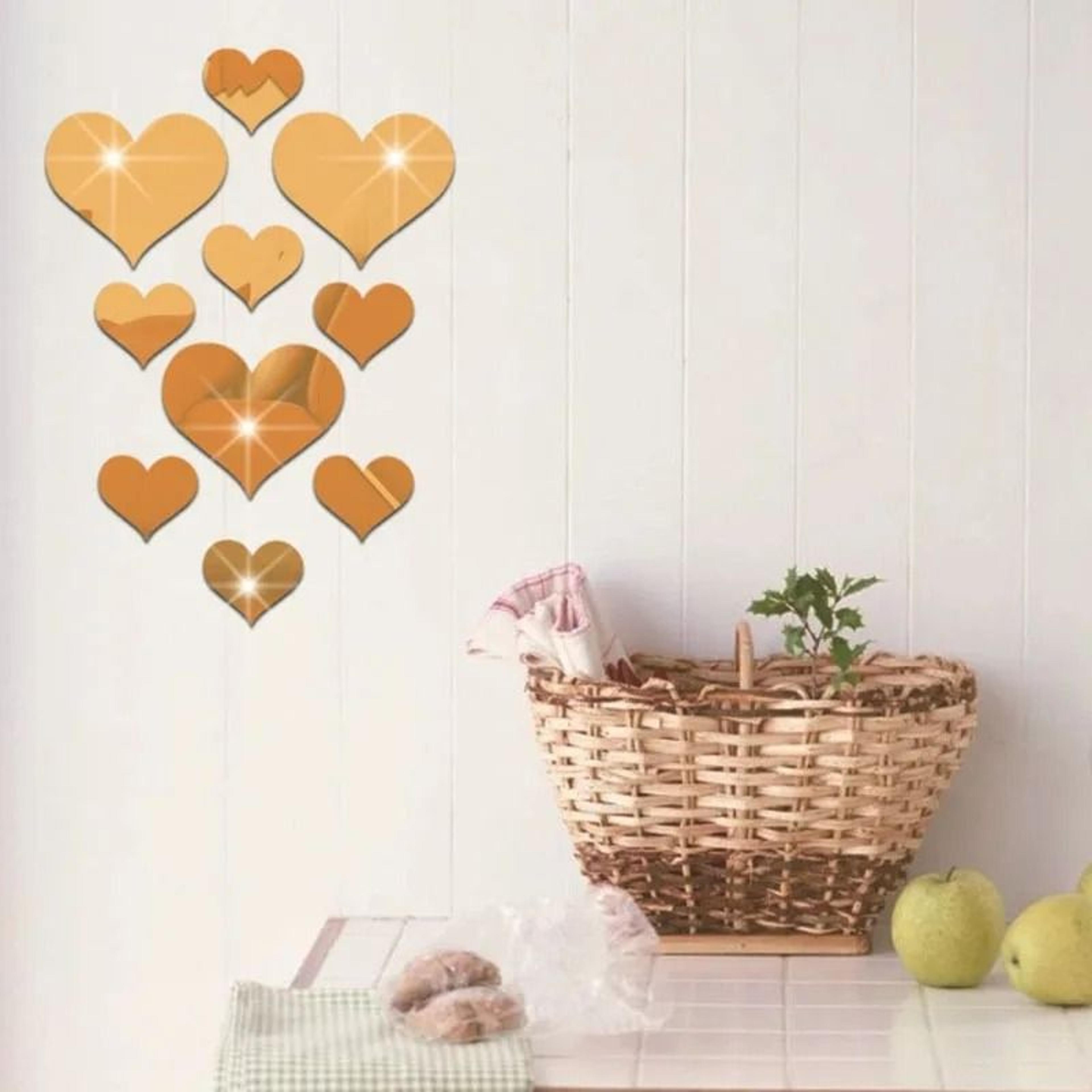 heart acrylic mirror stickers 3d self adhesive wall decor set