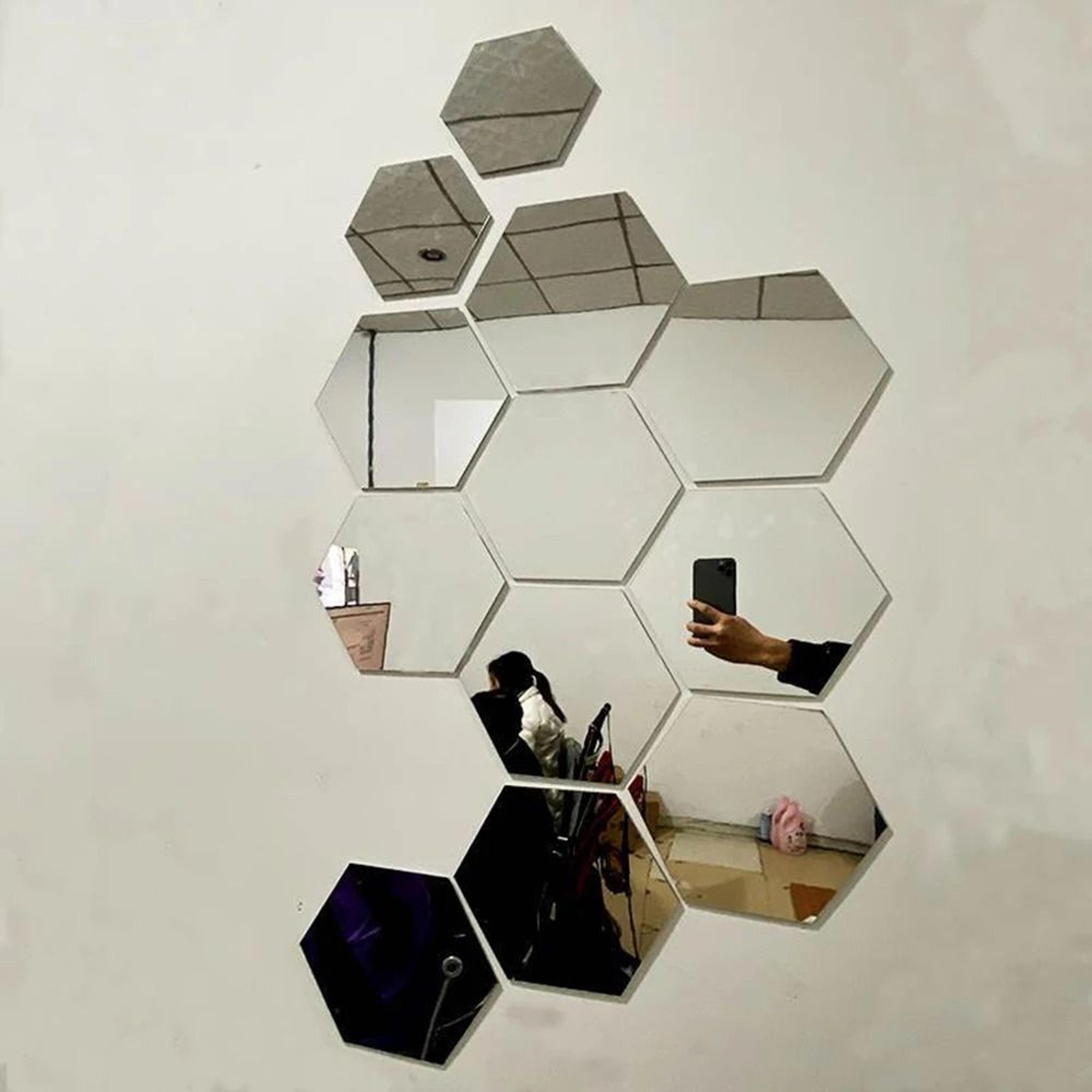 hexagon mirror wall stickers self adhesive acrylic diy wall decor