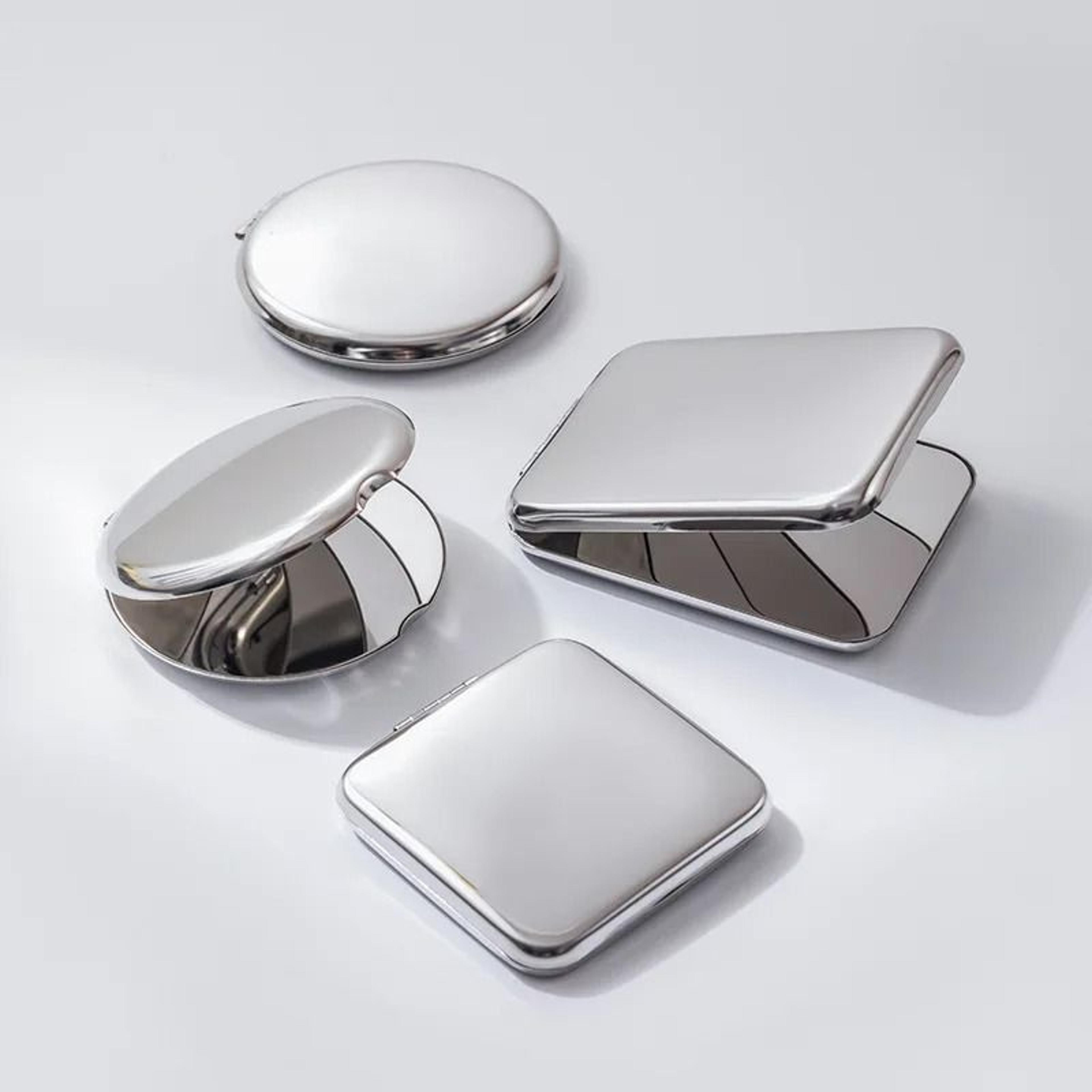 shatterproof stainless steel pocket mirror ultra slim folding travel mirror