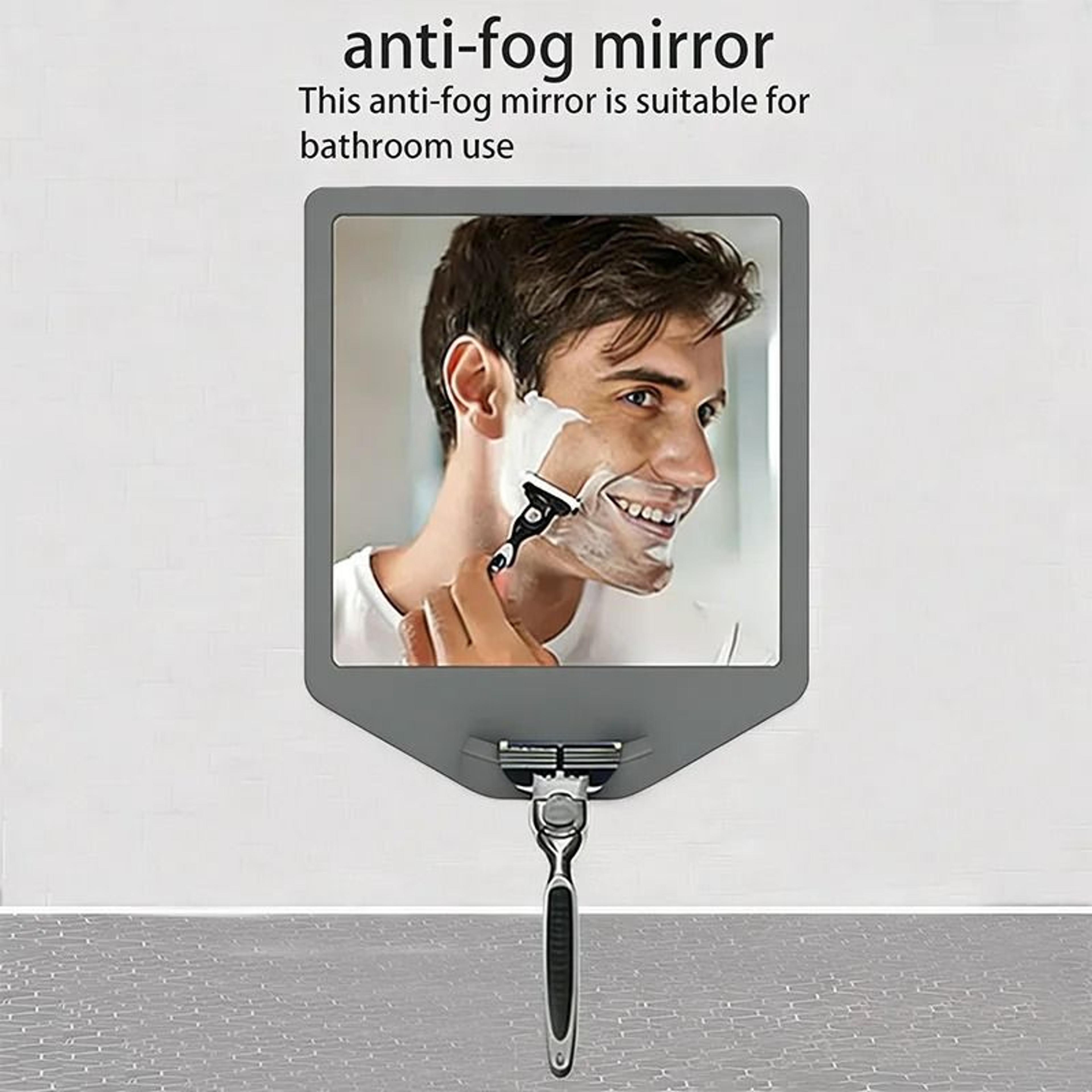 silicone anti fog bathroom mirror no drill wall mounted shaving mirror