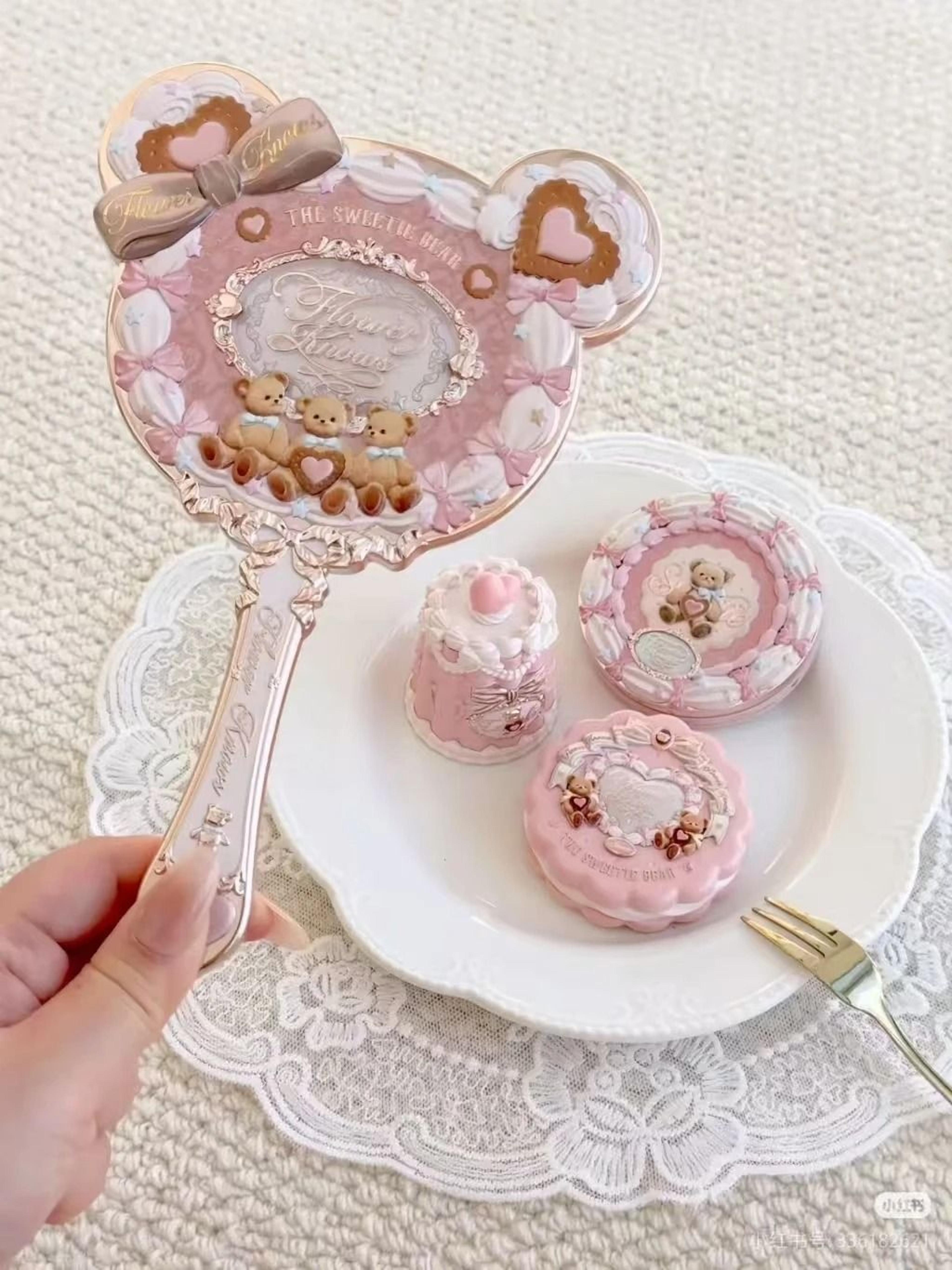 flower knows sweetie bear hand mirror creamy pink vanity mirror