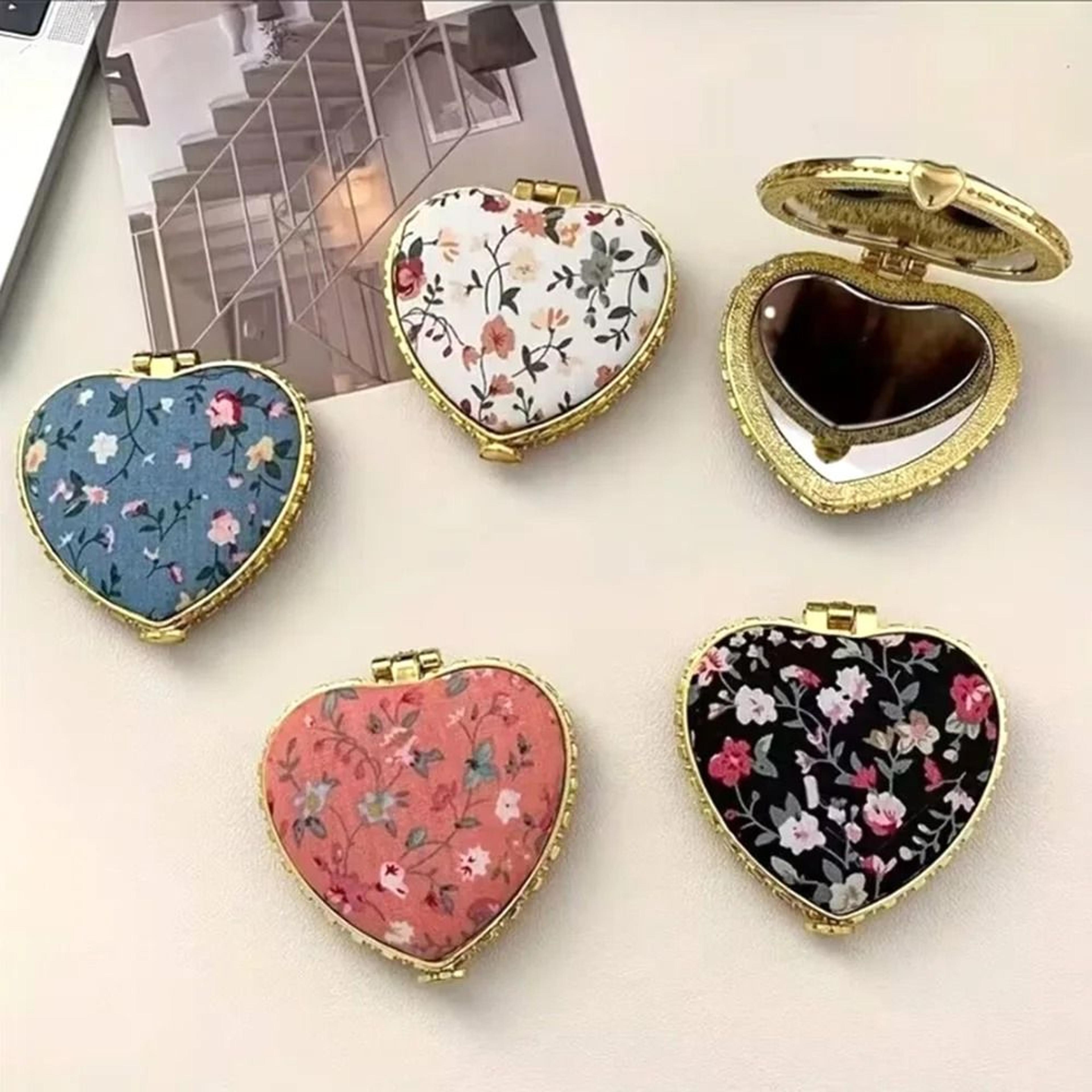 floral pocket makeup mirror vintage double sided folding compact mirror